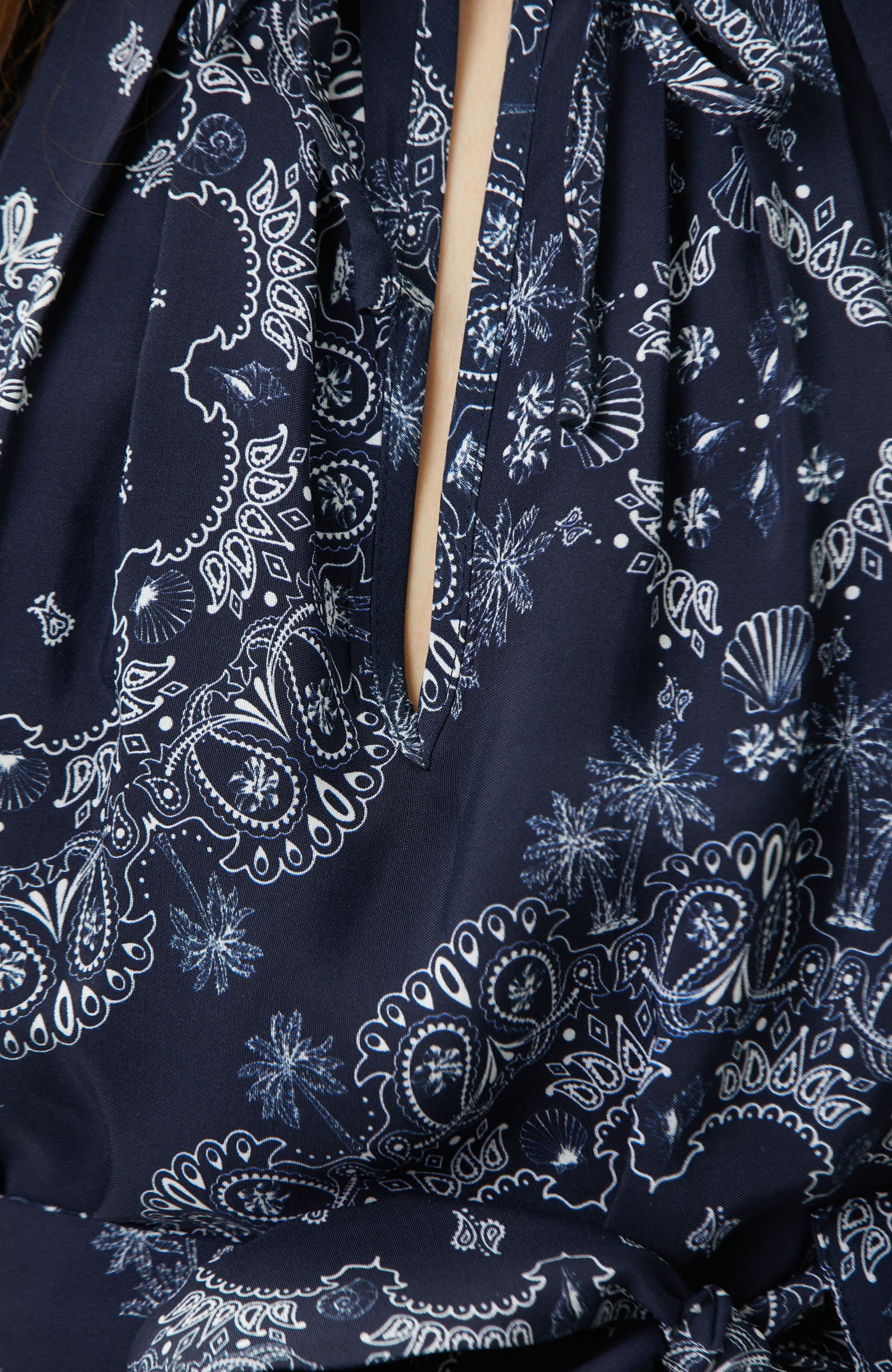 Navy Blue White Paisley Dress