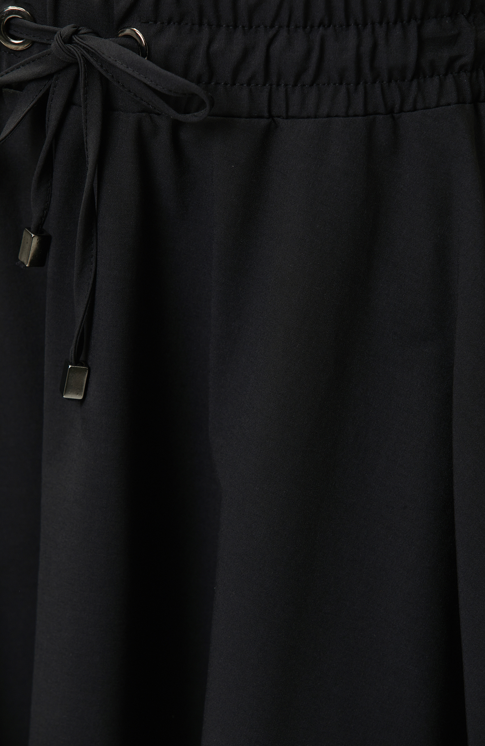 Black Elastic Waist Cord Tie Skirt