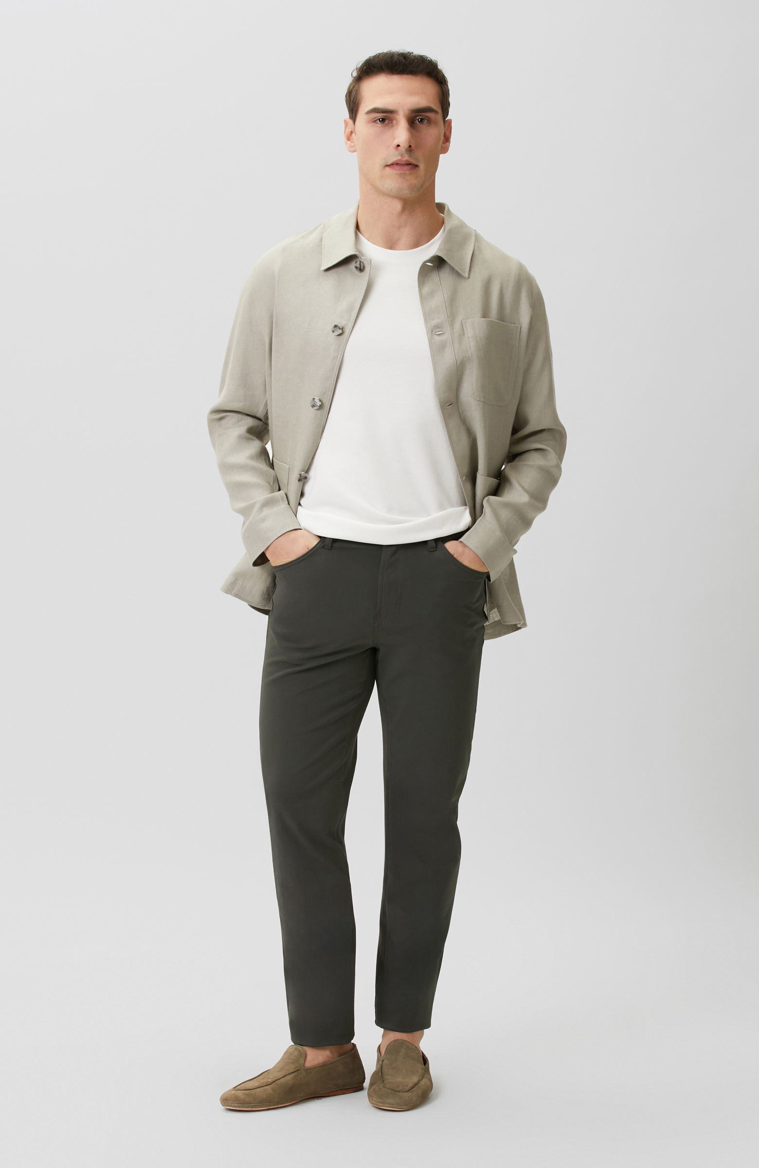 Taş Cep Detaylı Keten Dış Gömlek