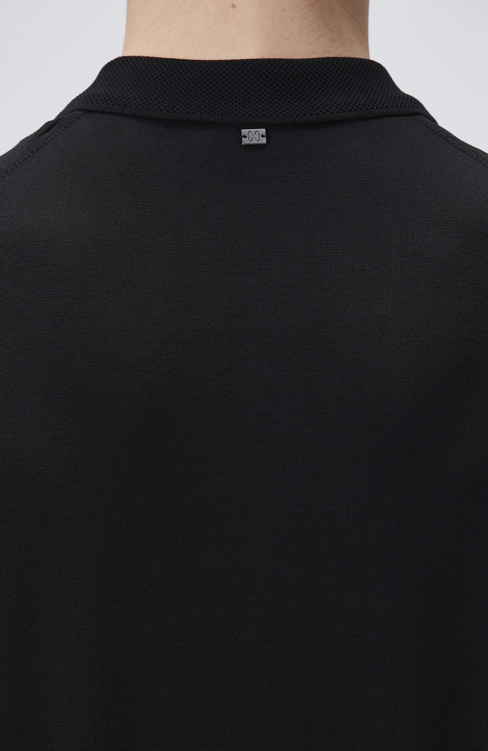 Siyah Gizli Patlı Fermuarlı Polo Kazak