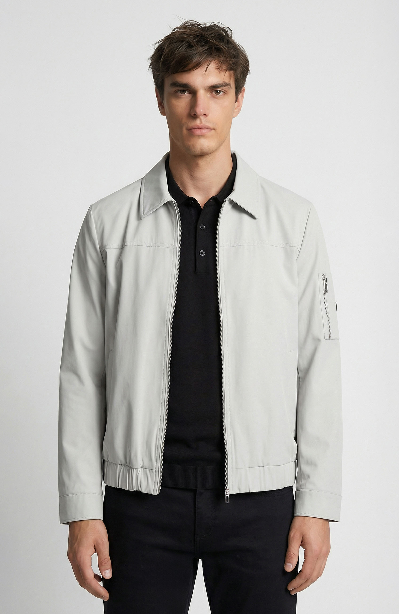 Taş Polo Yaka Fermuar Kapatmalı Mont