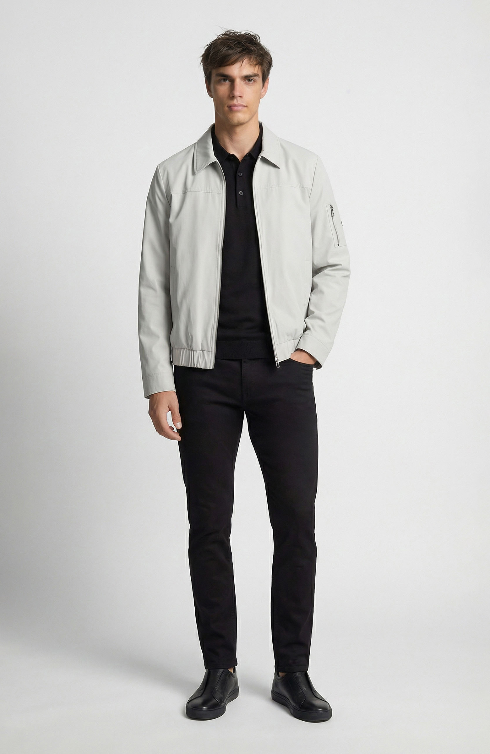 Taş Polo Yaka Fermuar Kapatmalı Mont