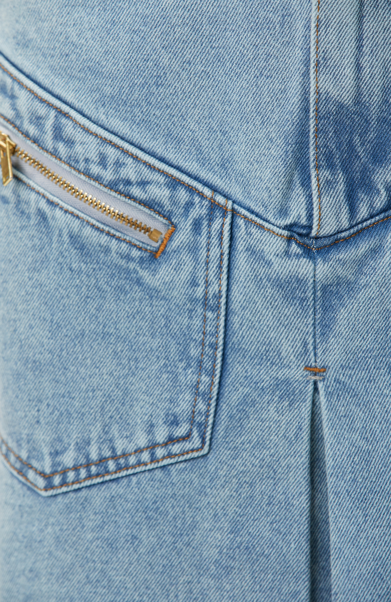 Light Indigo Blue Pleated Detailed Denim Skirt