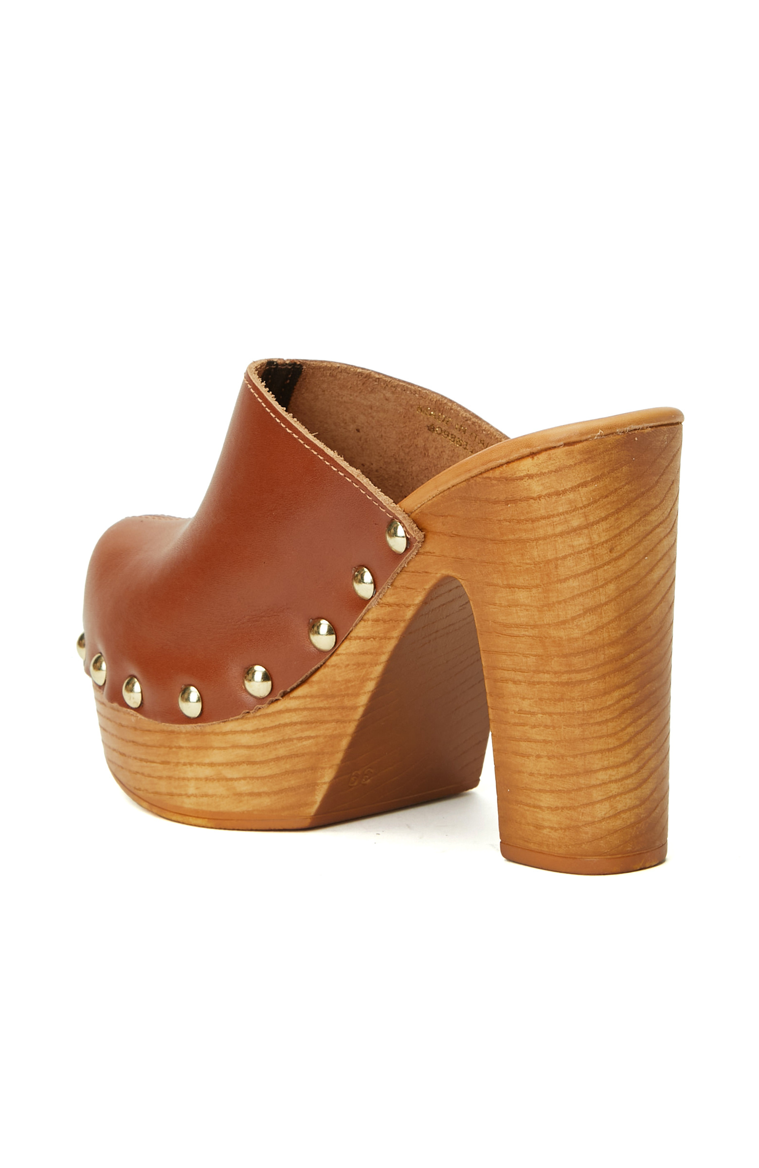 Taba Yüksek Ökçeli Kadın Deri Terlik