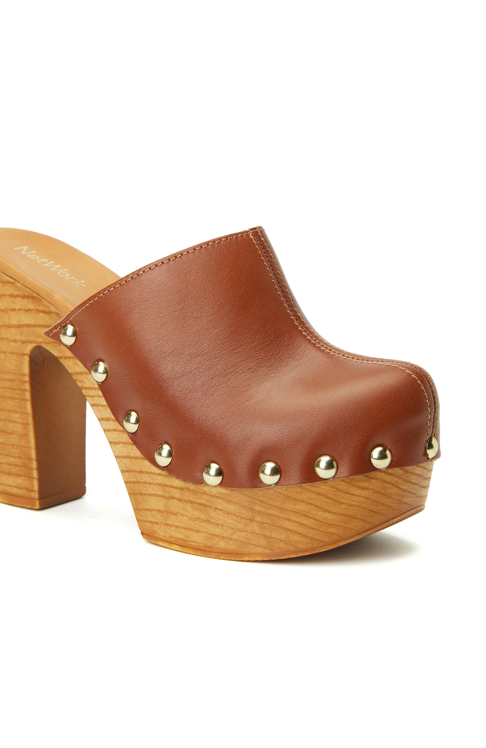 Taba Yüksek Ökçeli Kadın Deri Terlik