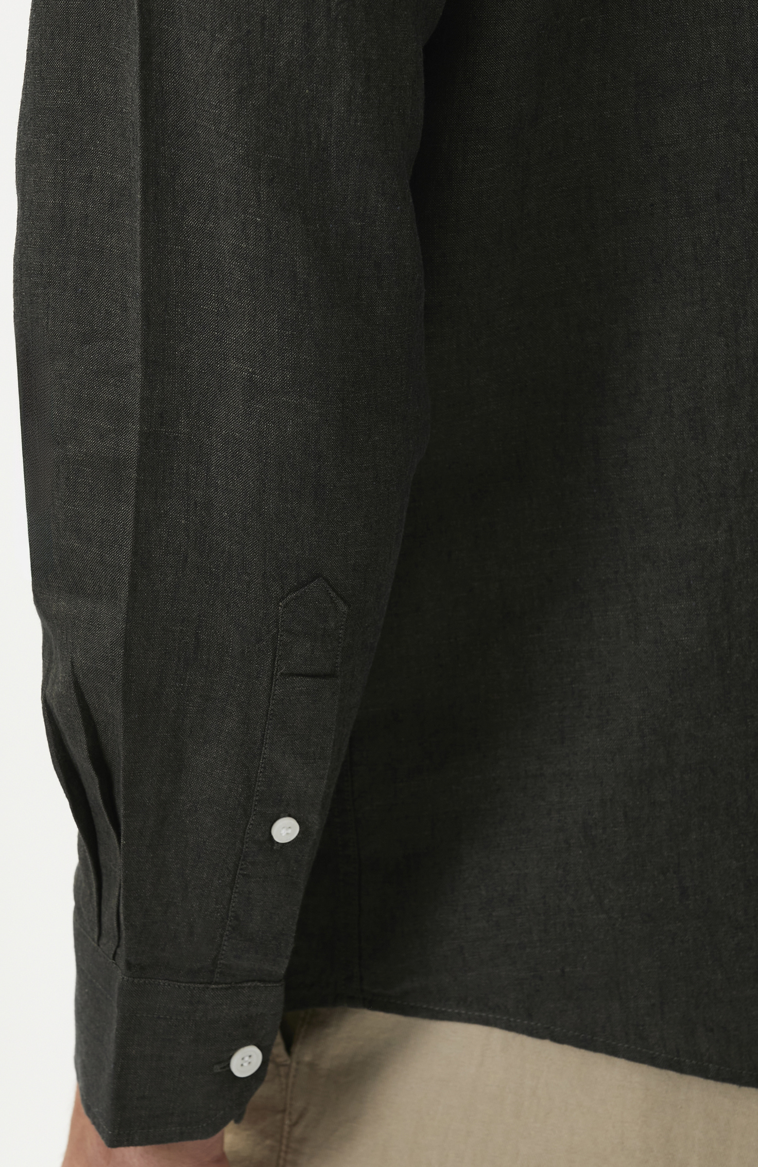 Slim Fit Haki Keten Gömlek