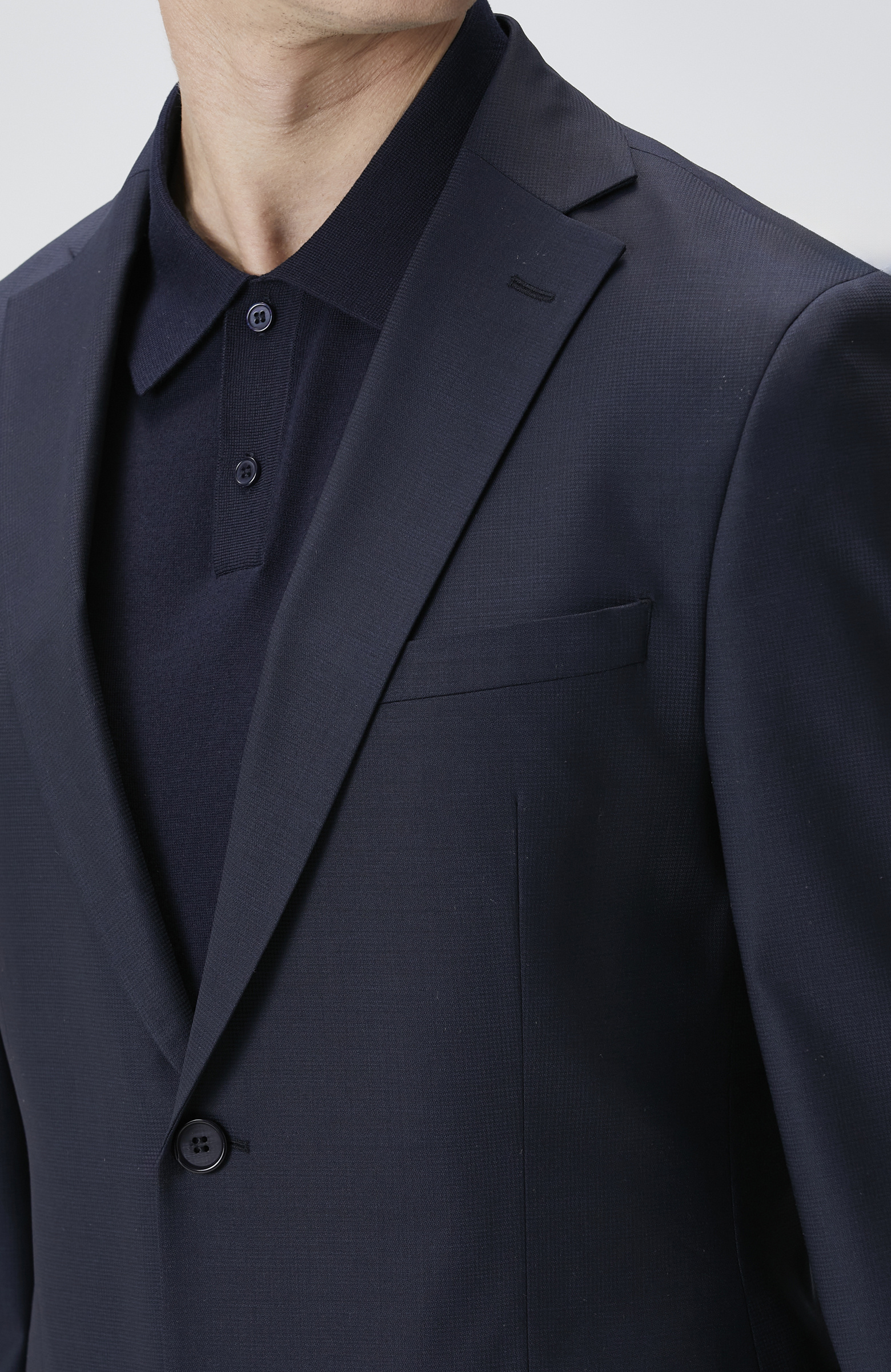 Lacivert Kazayağı Desen Yün Karışımlı Takım Elbise