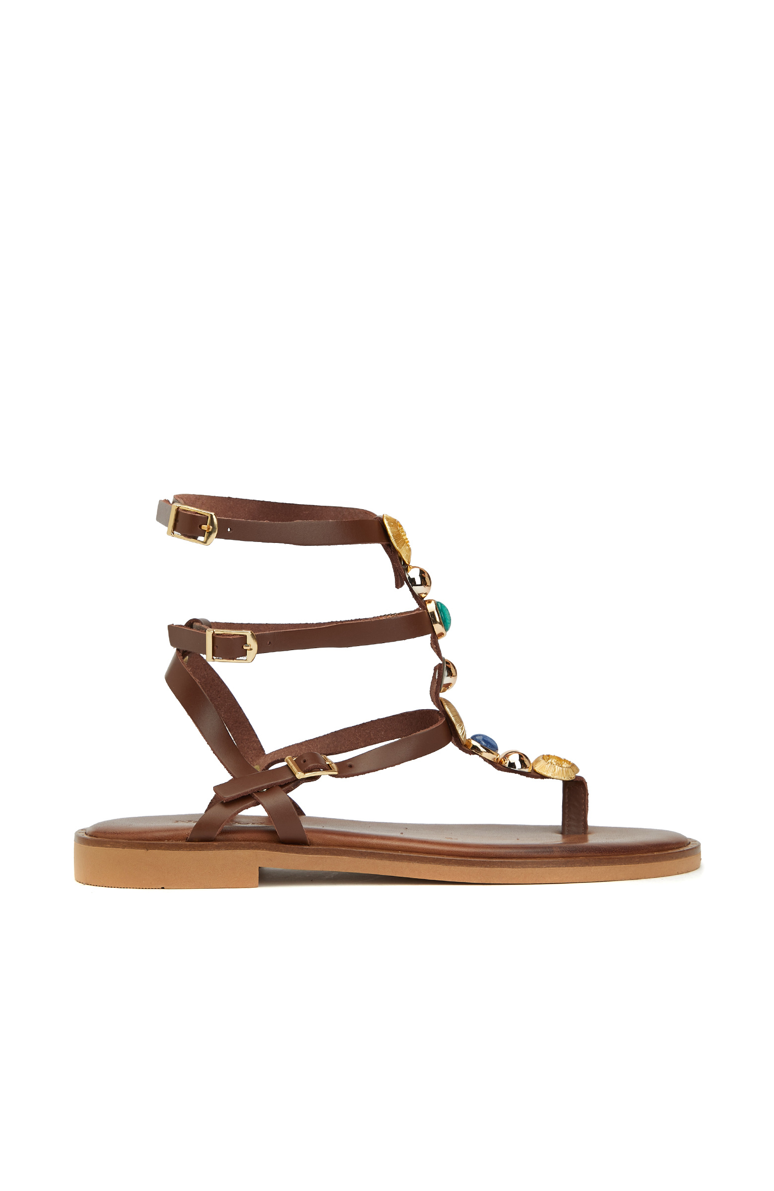 Taba Toka Detaylı Kadın Deri Sandalet