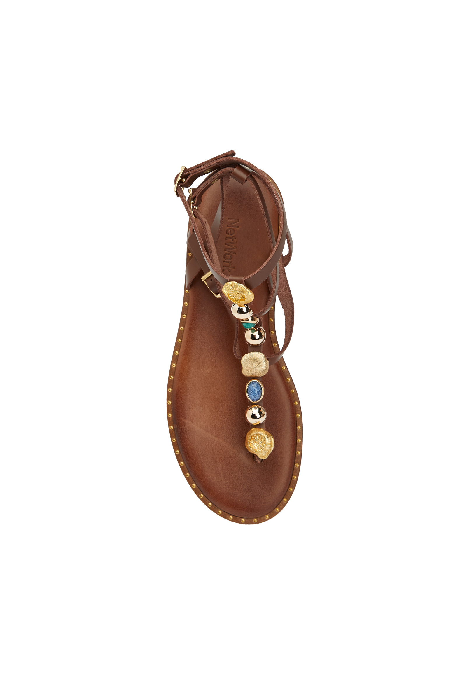 Taba Toka Detaylı Kadın Deri Sandalet