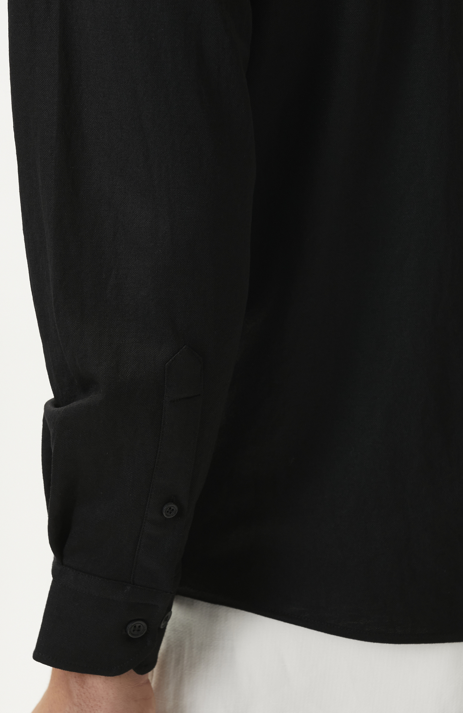 Slim Fit Siyah Uzun Kol Örme Gömlek