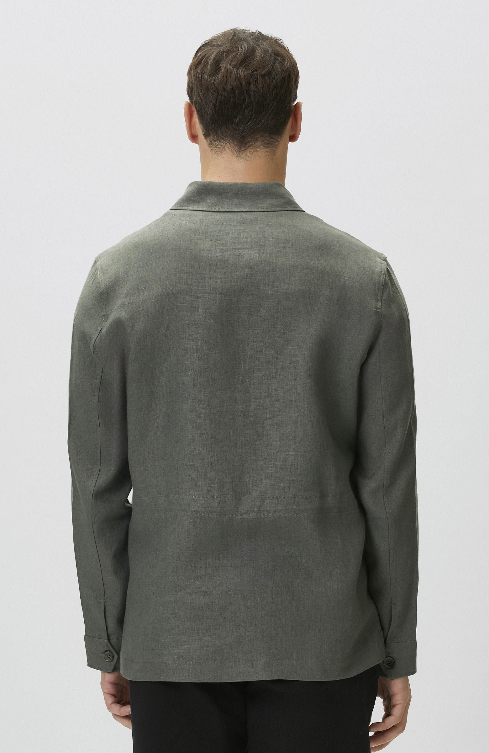 Haki Keten Dış Gömlek