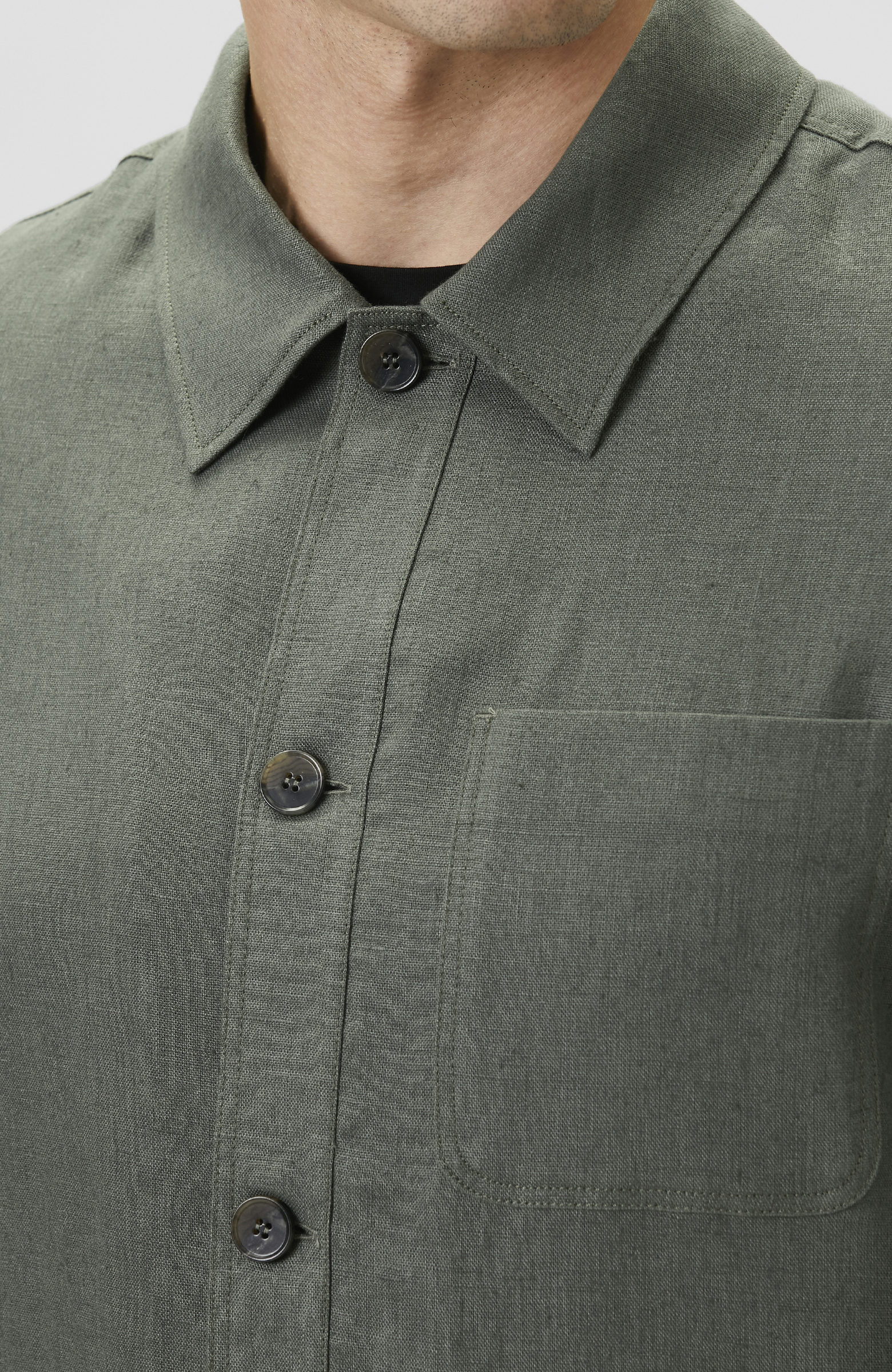 Haki Keten Dış Gömlek