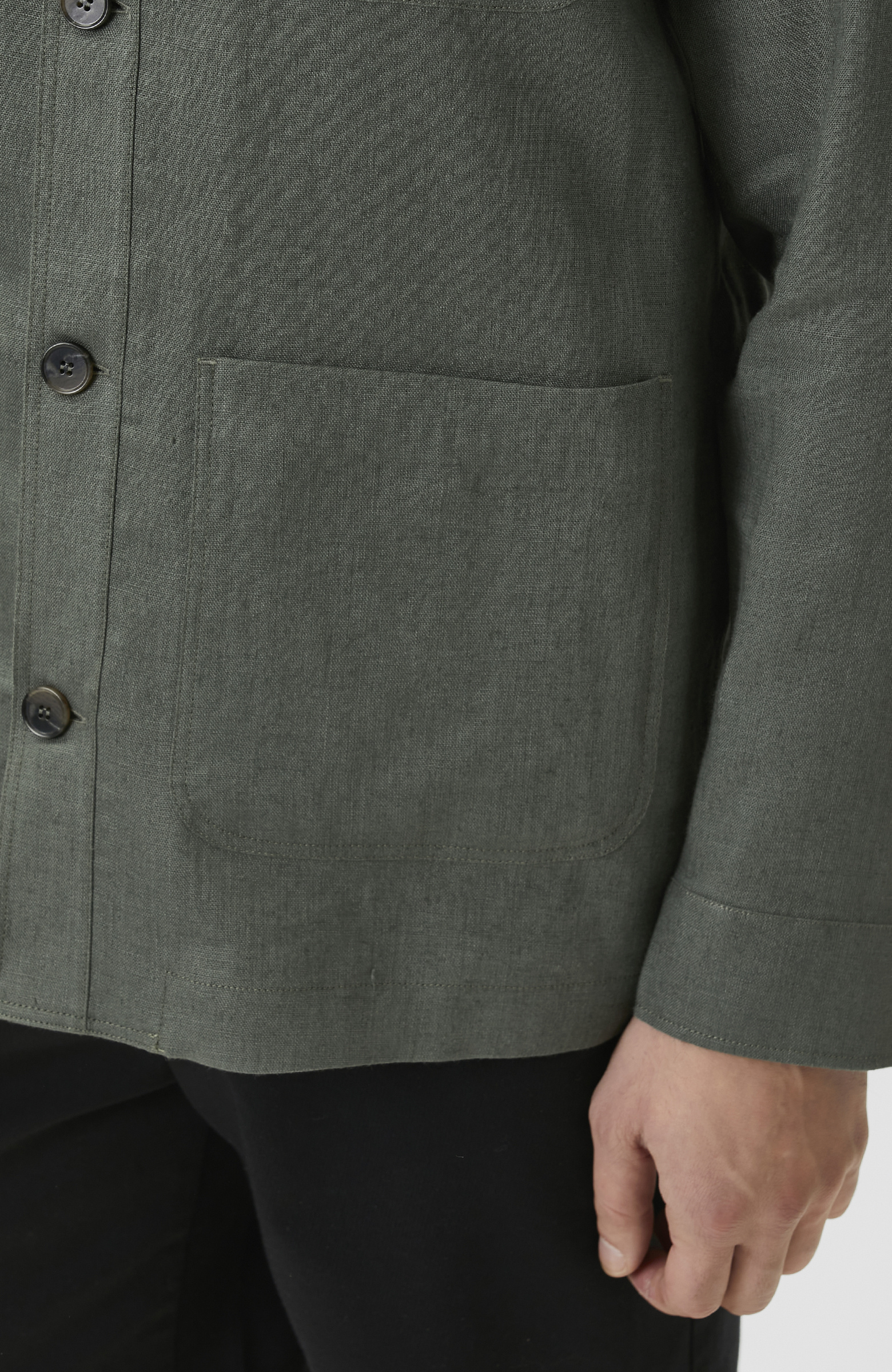 Haki Keten Dış Gömlek