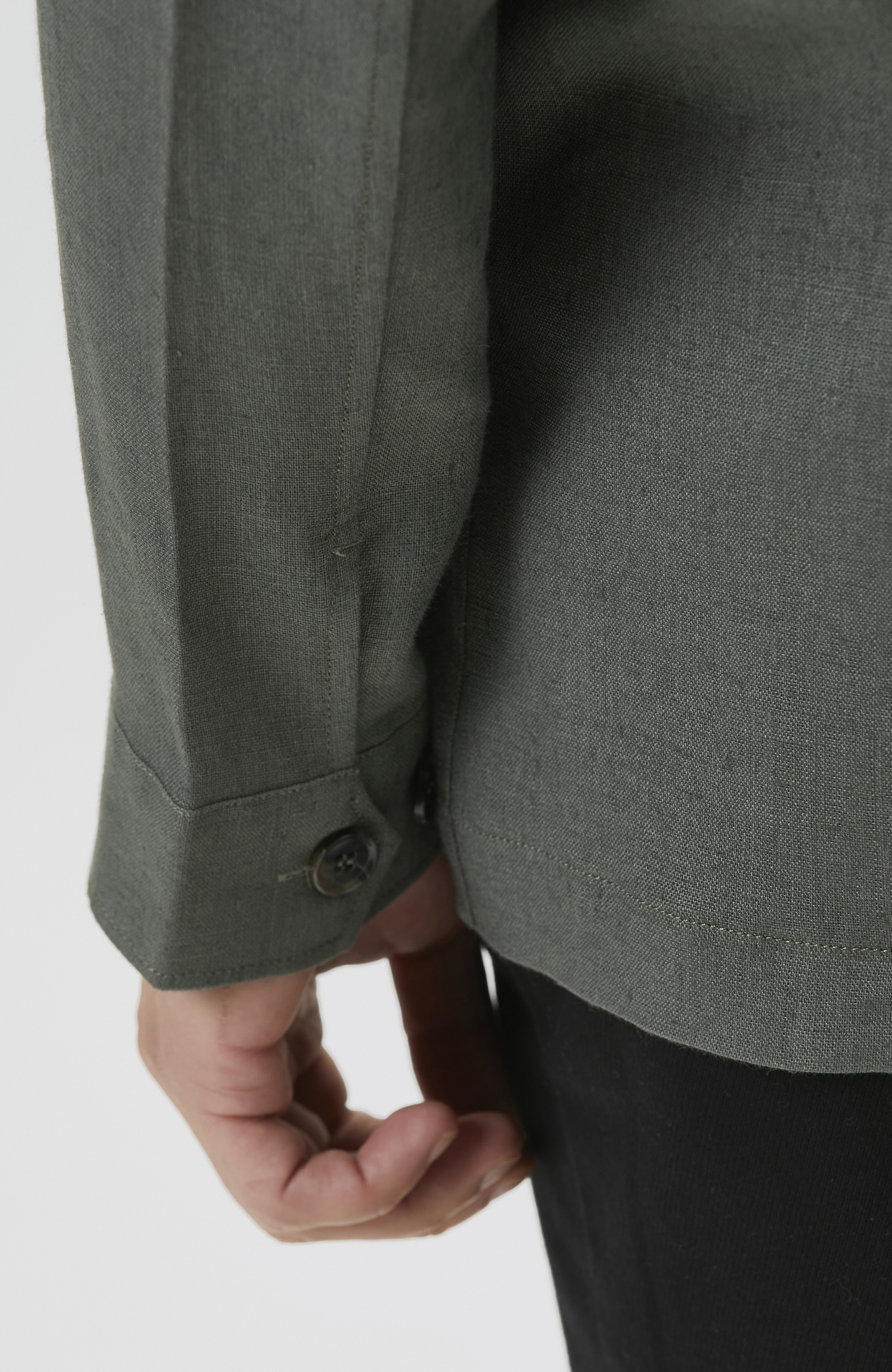 Haki Keten Dış Gömlek