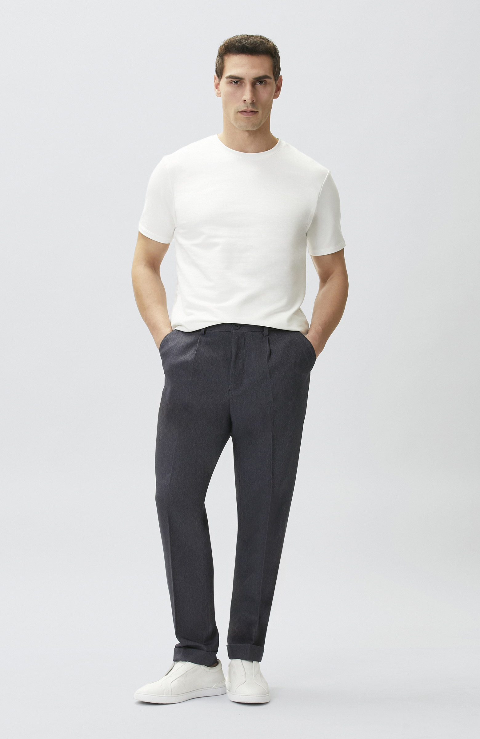 N-Tech Indigo Pleated Trousers