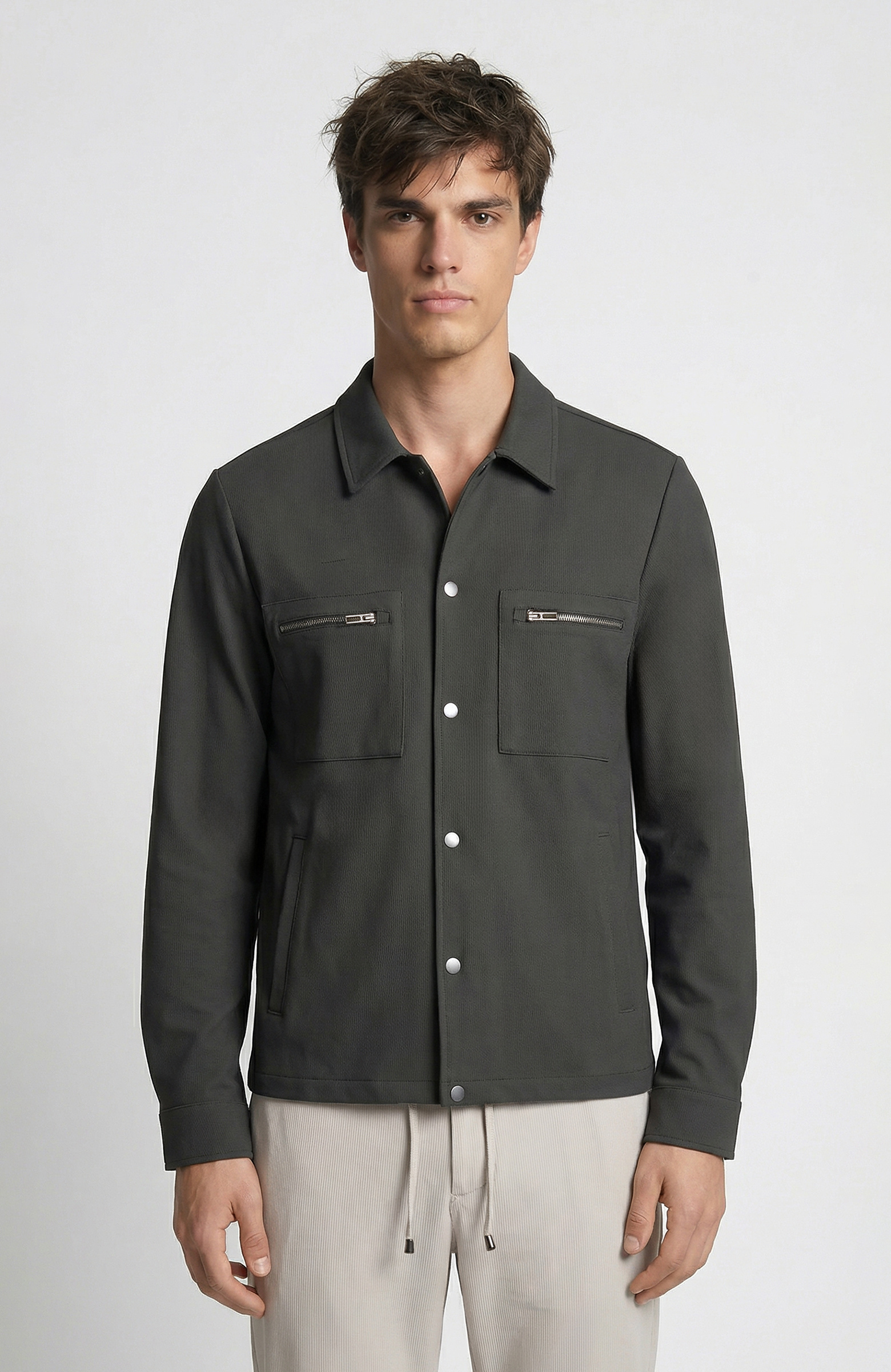 N-Tech Khaki Double Pocket Snapback Outer Shirt