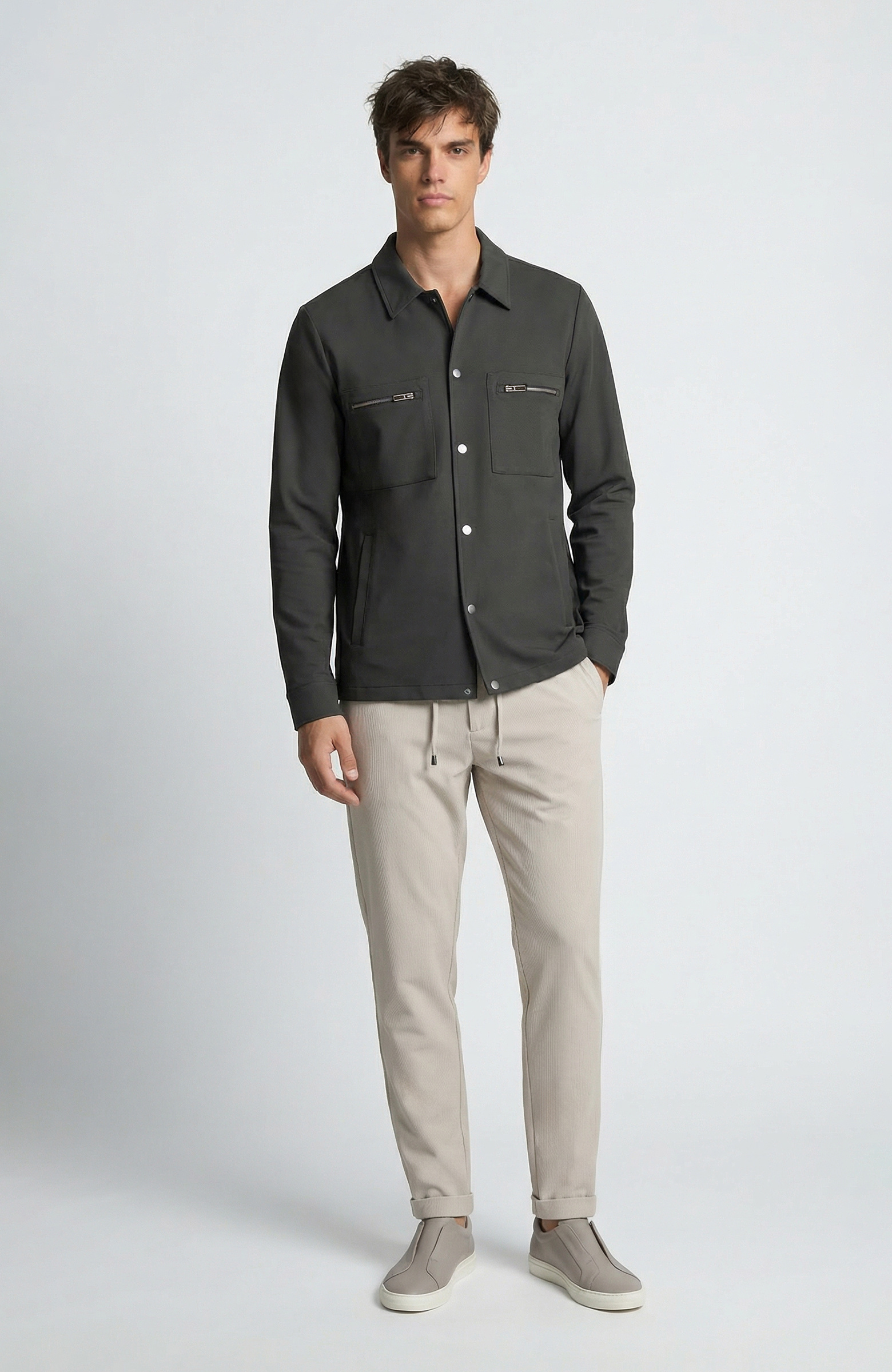 N-Tech Khaki Double Pocket Snapback Outer Shirt