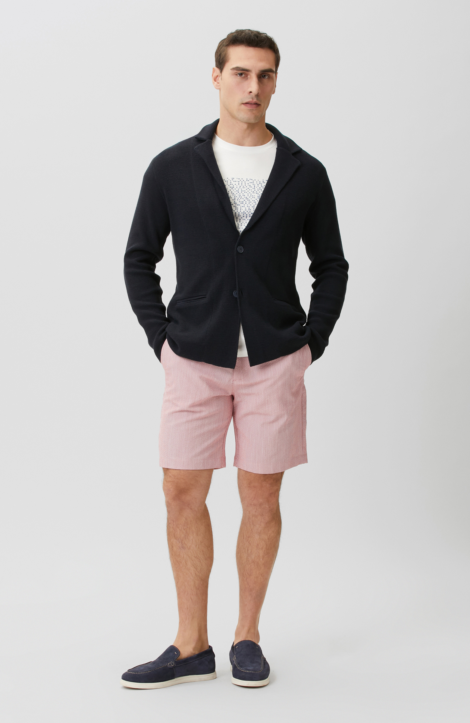 Lacivert Keten Karışımlı Triko Ceket