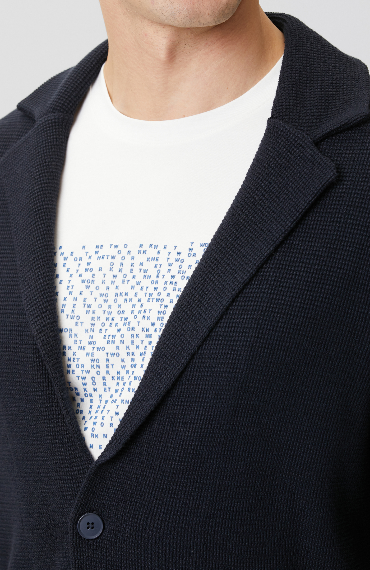 Lacivert Keten Karışımlı Triko Ceket