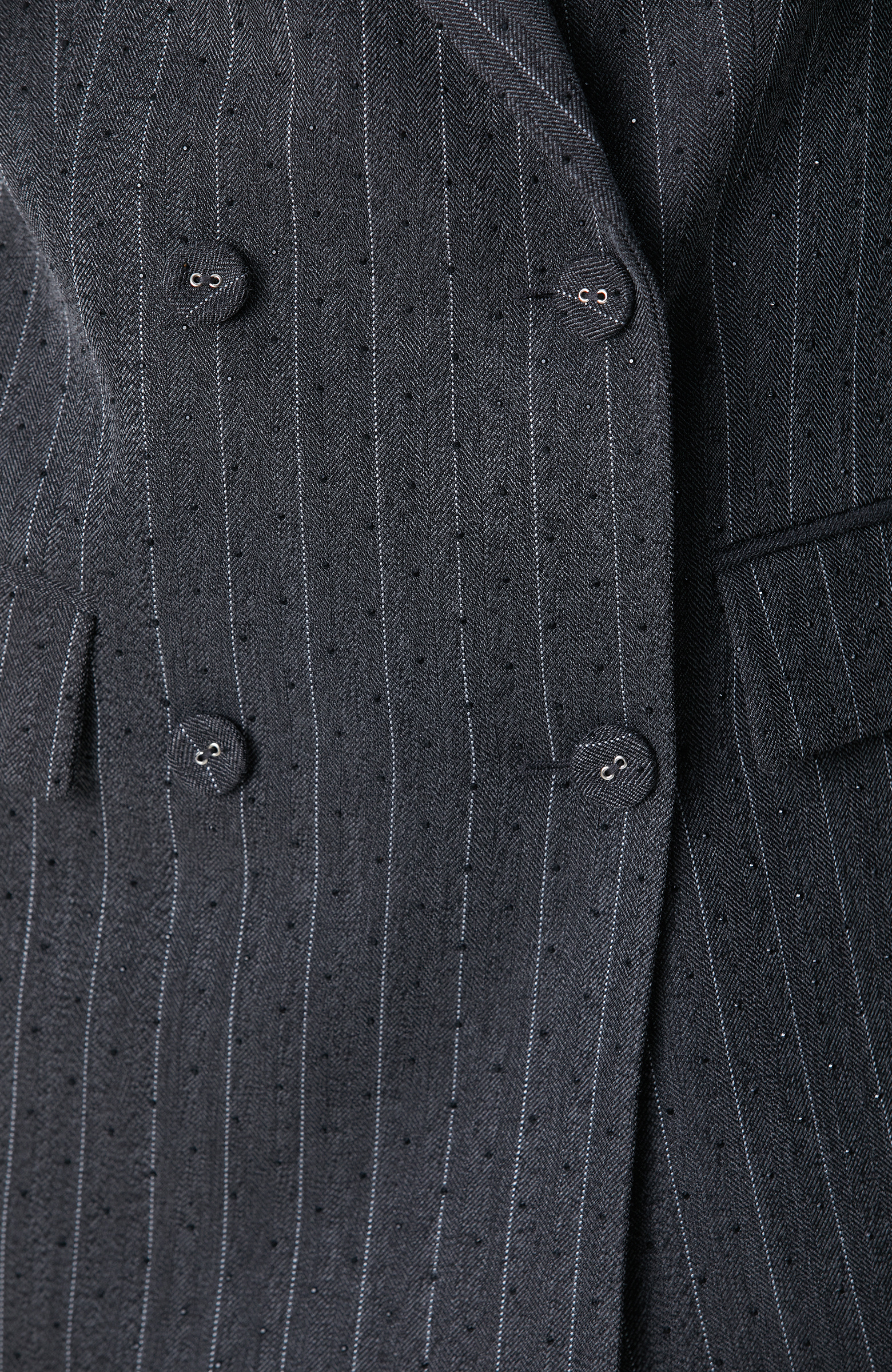 Koyu Gri Taşlı Çizgili Ceket