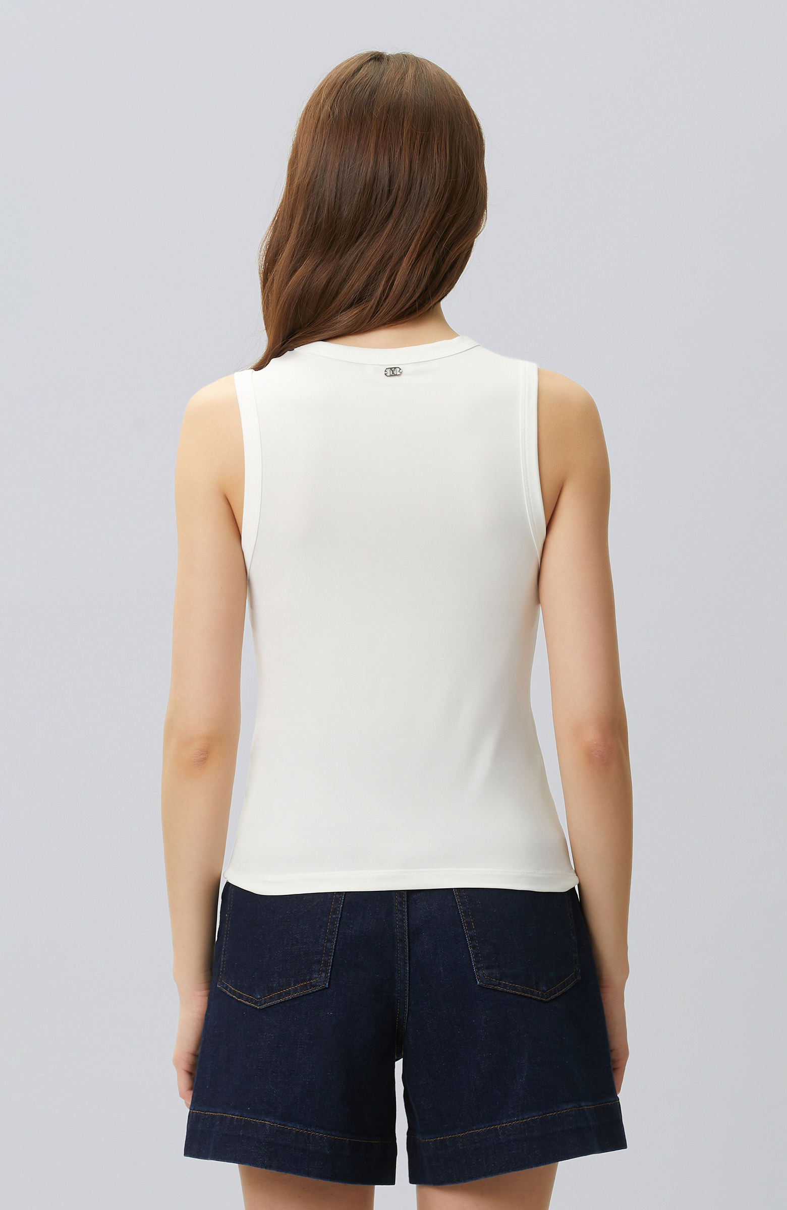 Off White Sleeveless Stone Detailed T-shirt