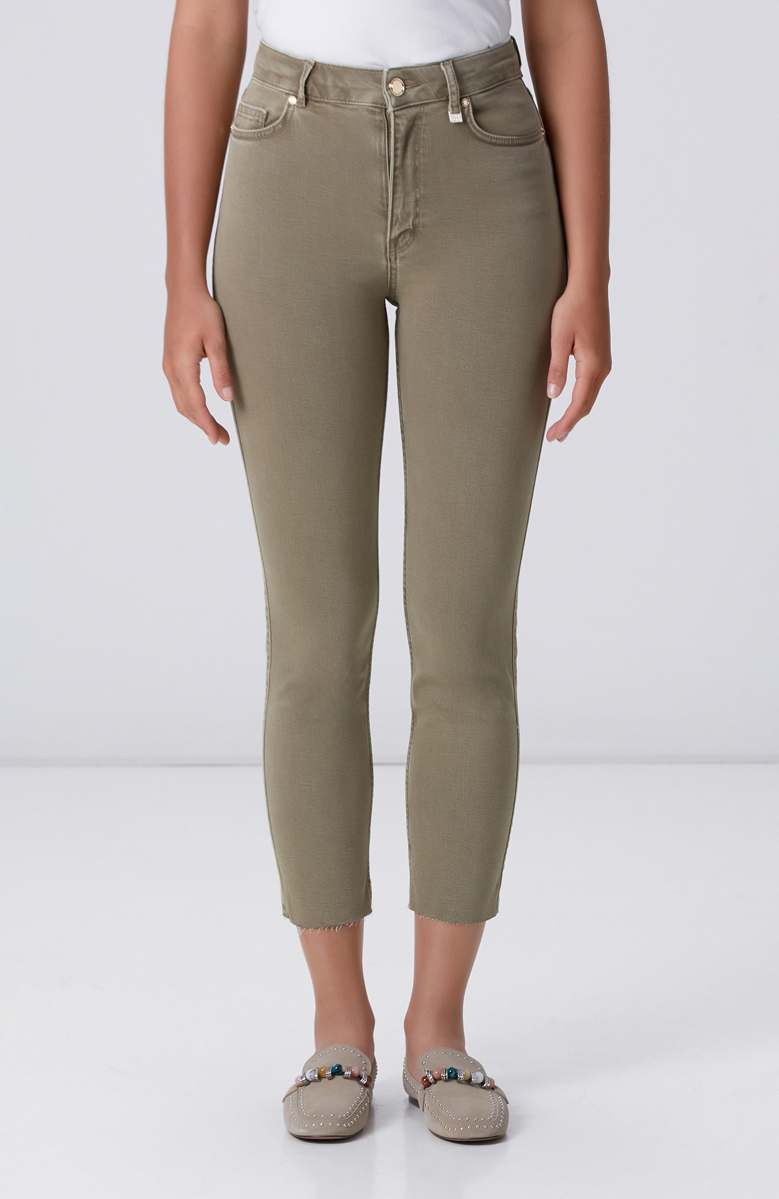 Slim Fit Haki Denim Pantolon