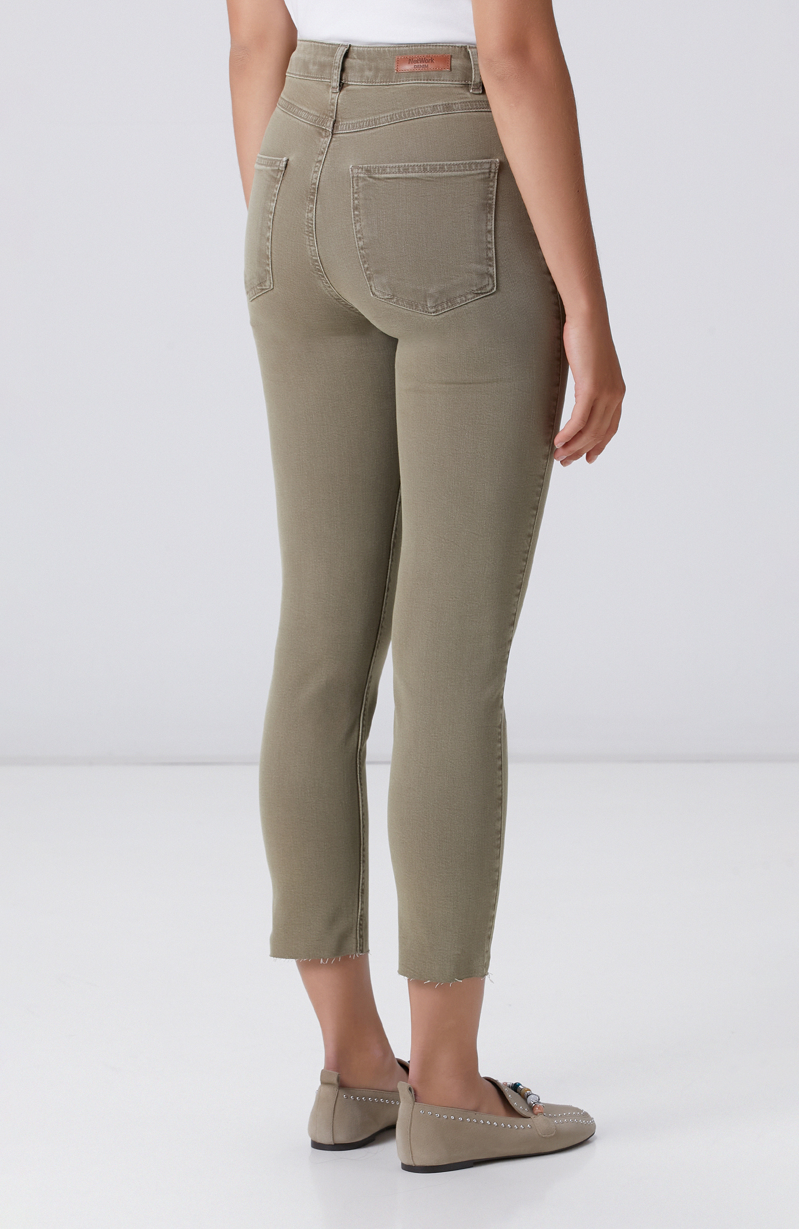 Slim Fit Haki Denim Pantolon