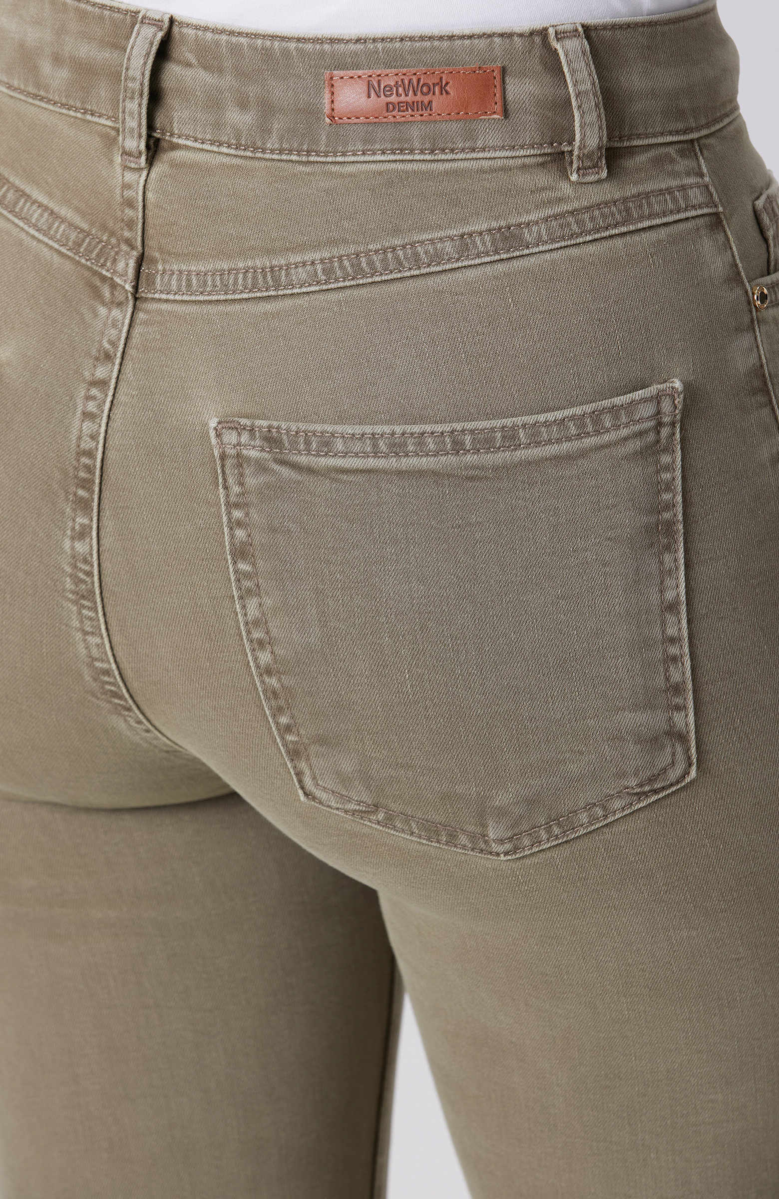 Slim Fit Haki Denim Pantolon