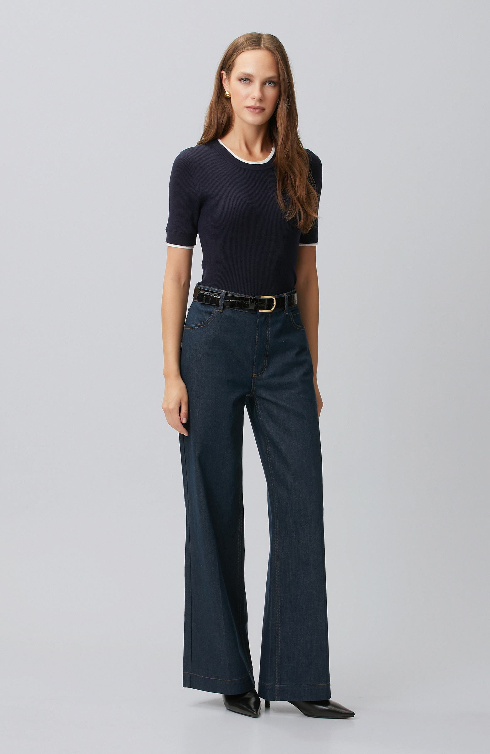 Double Color Short Sleeve Knitwear