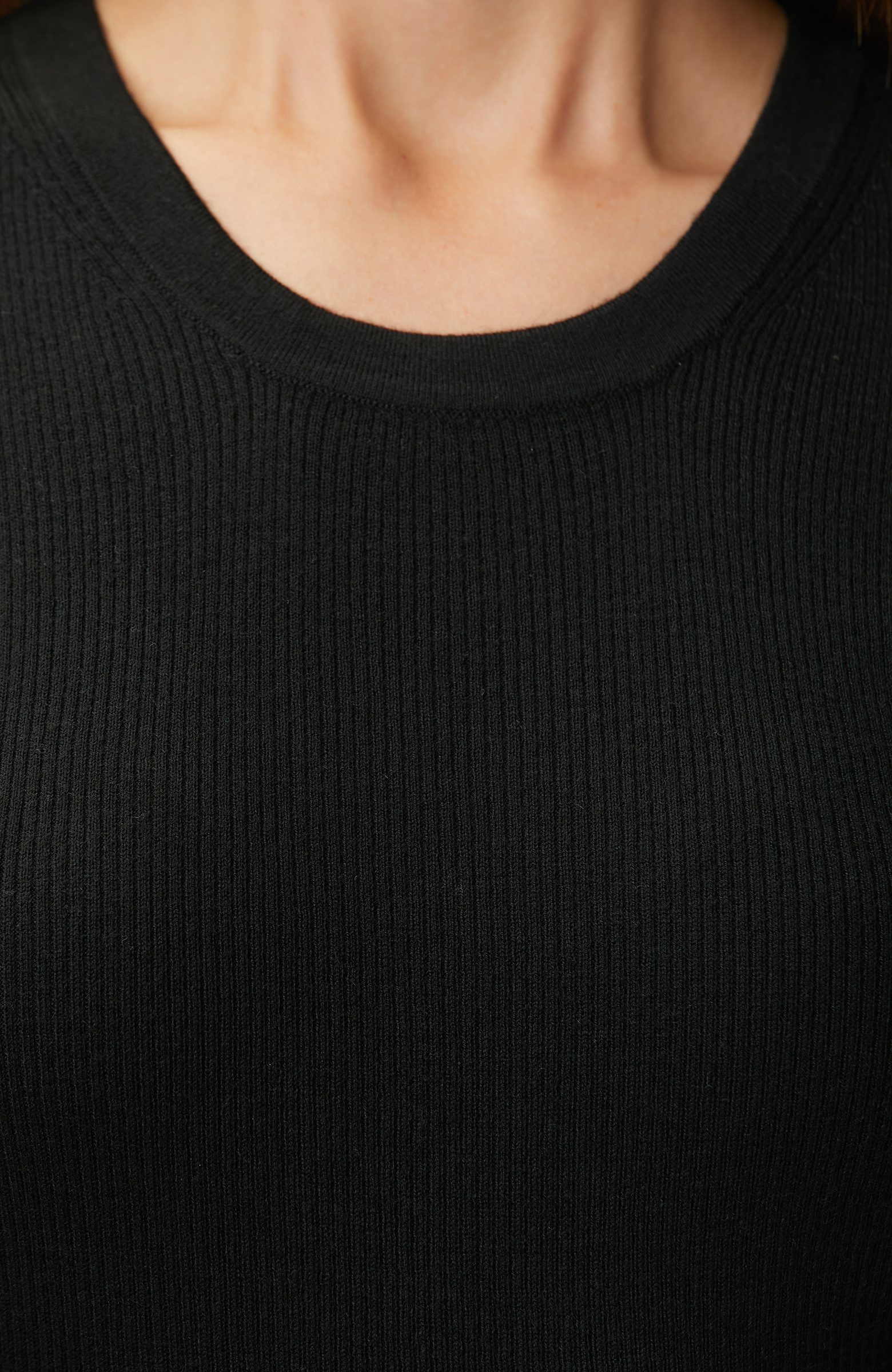 Black Short Sleeve Wool Blend Knitwear Sweater