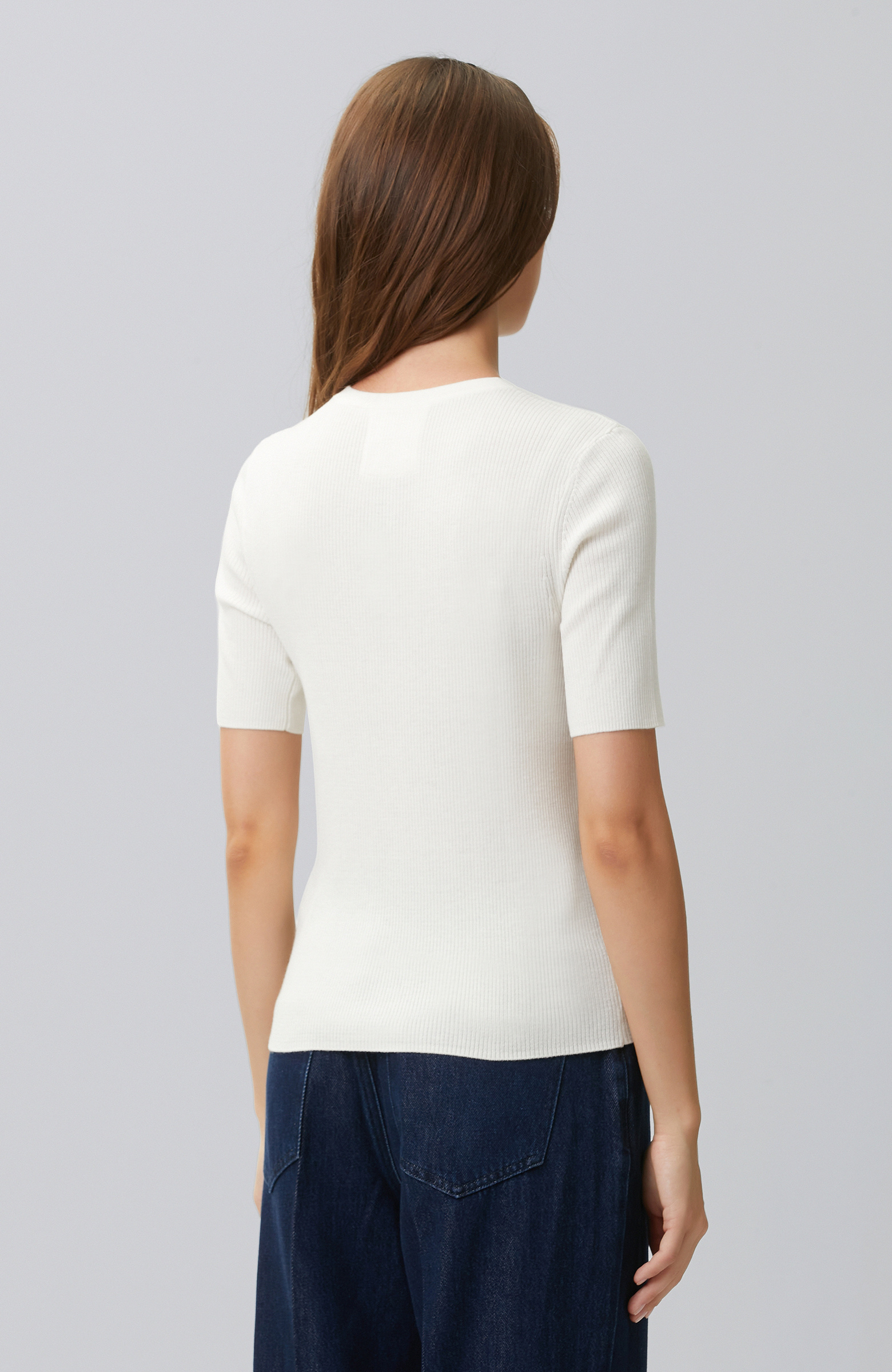 Off White Short Sleeve Wool Blend Knitwear Sweater