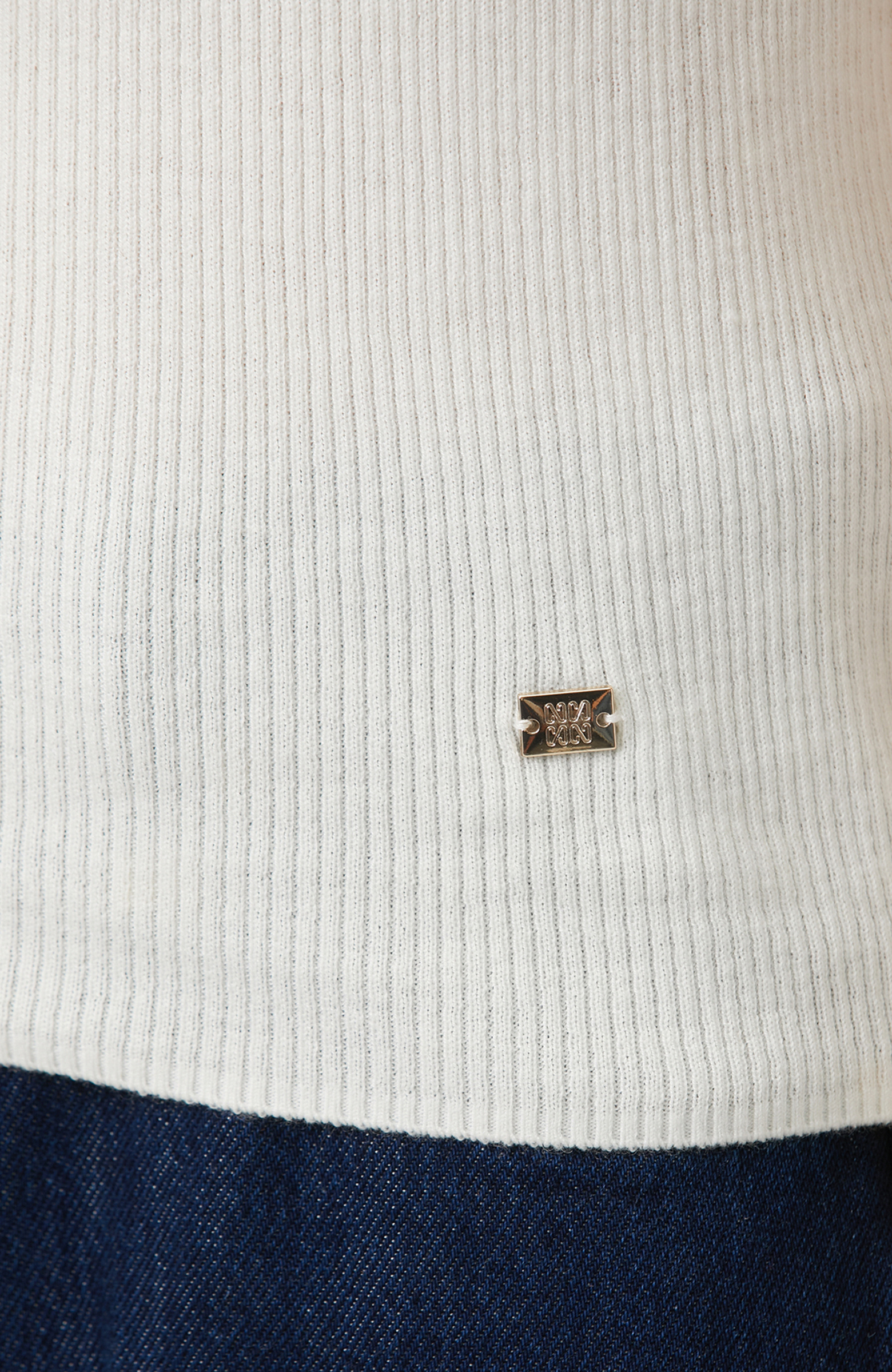 Off White Short Sleeve Wool Blend Knitwear Sweater