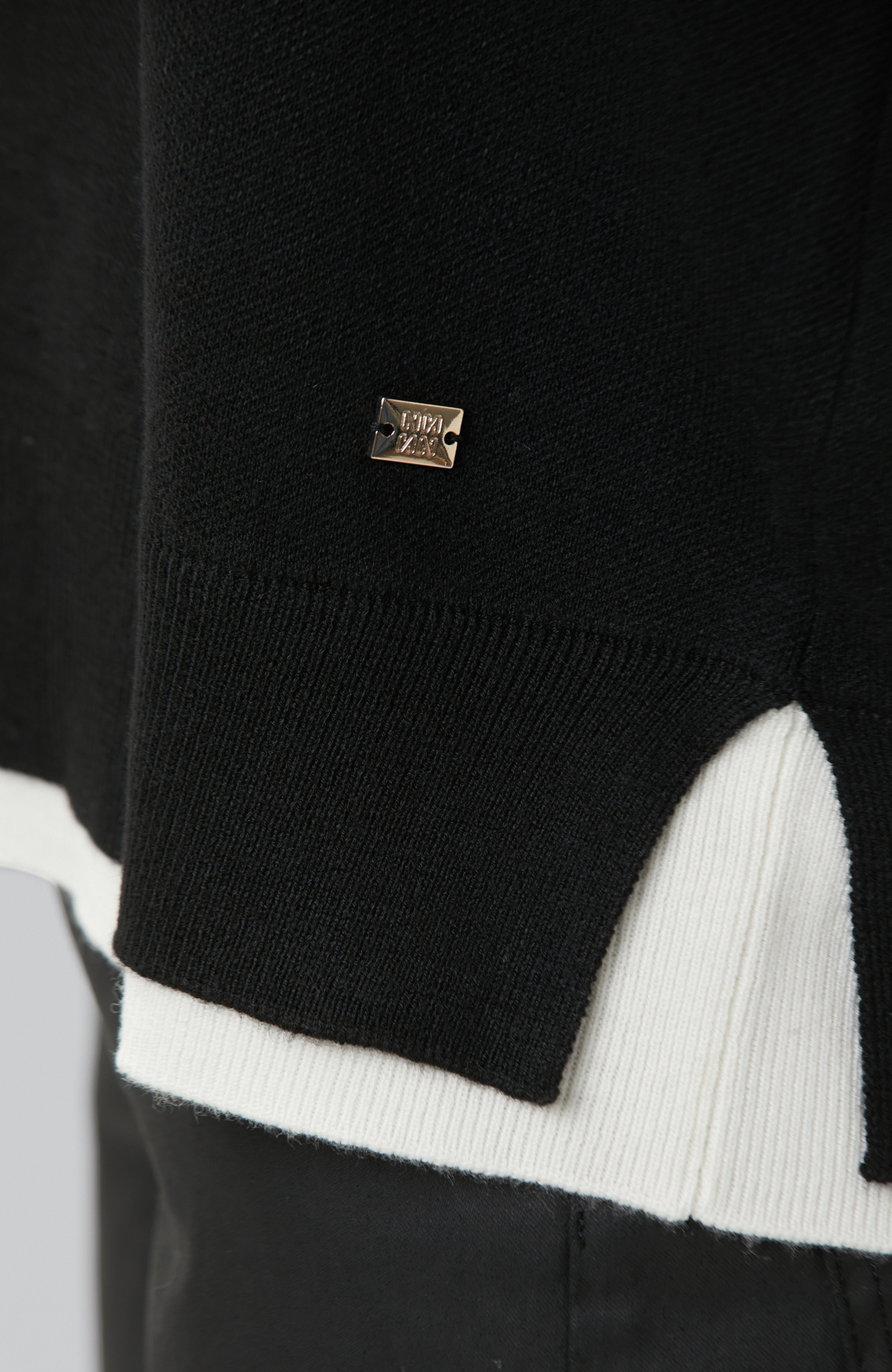 Black Double Color Oversize Wool Blend Knitwear Sweater