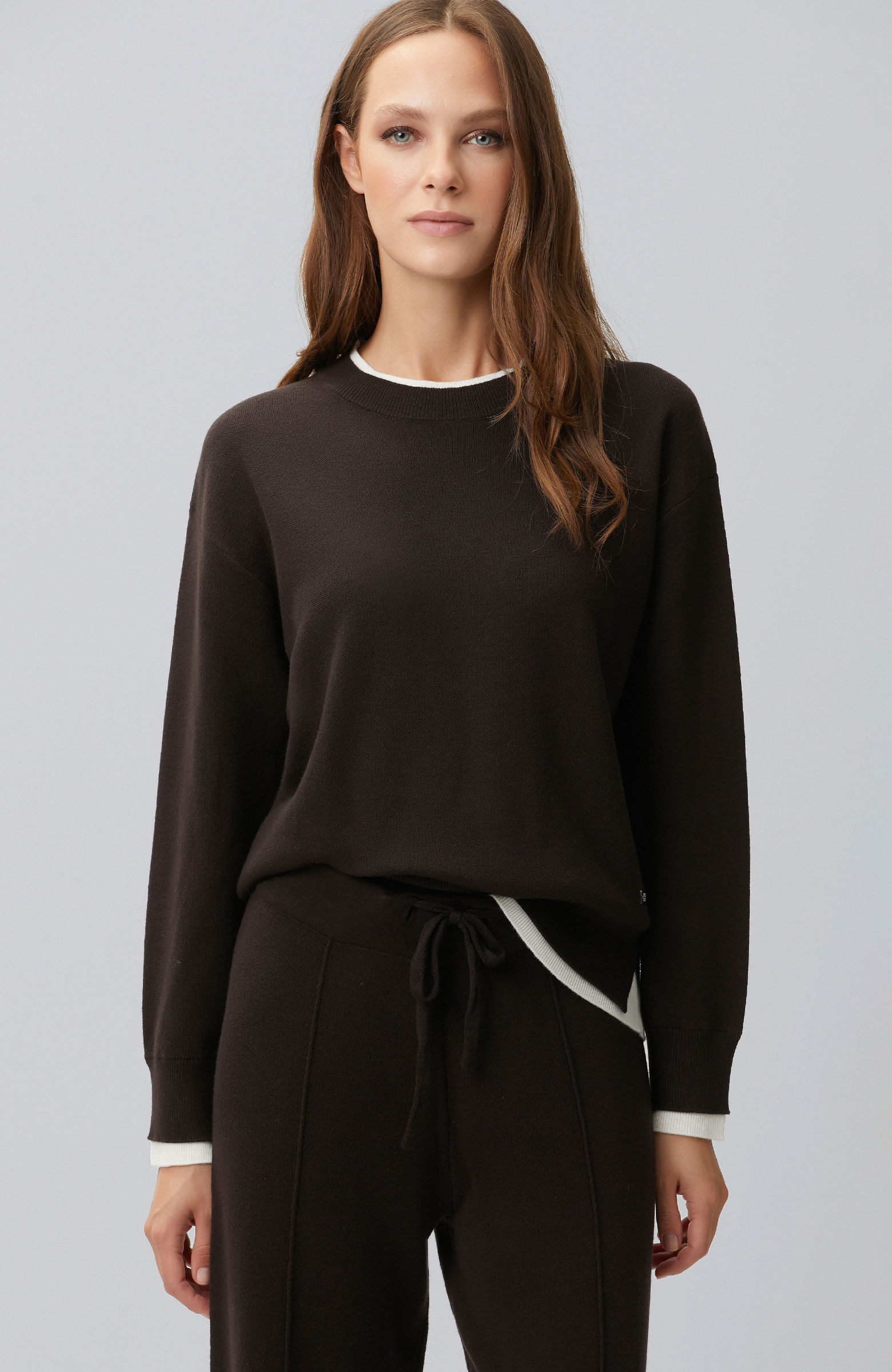 Bitter Brown Double Color Oversize Sweater