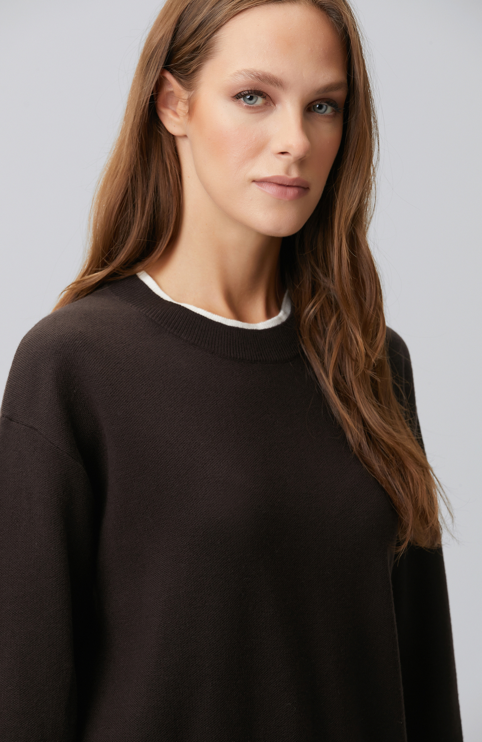 Bitter Brown Double Color Oversize Sweater