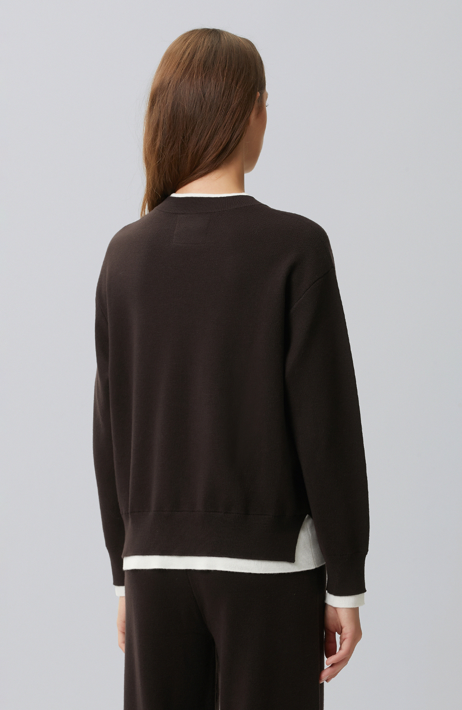 Bitter Brown Double Color Oversize Sweater