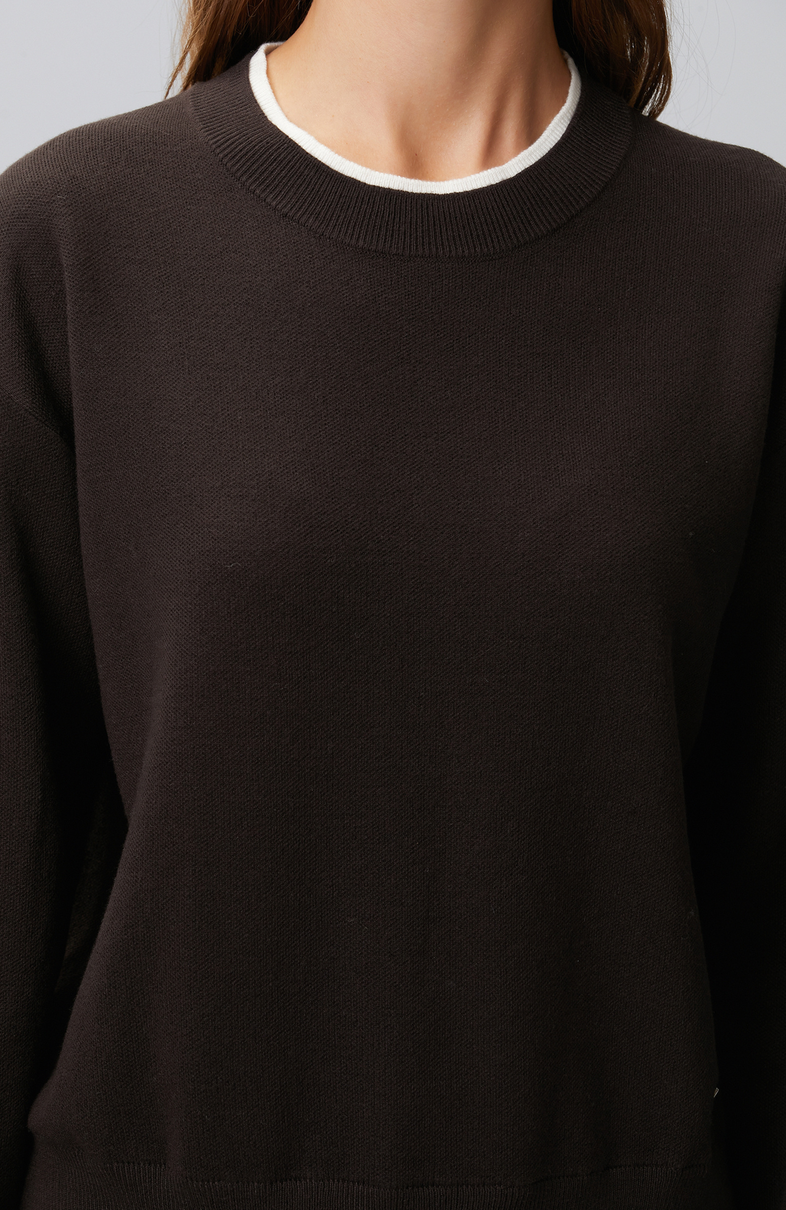 Bitter Brown Double Color Oversize Sweater