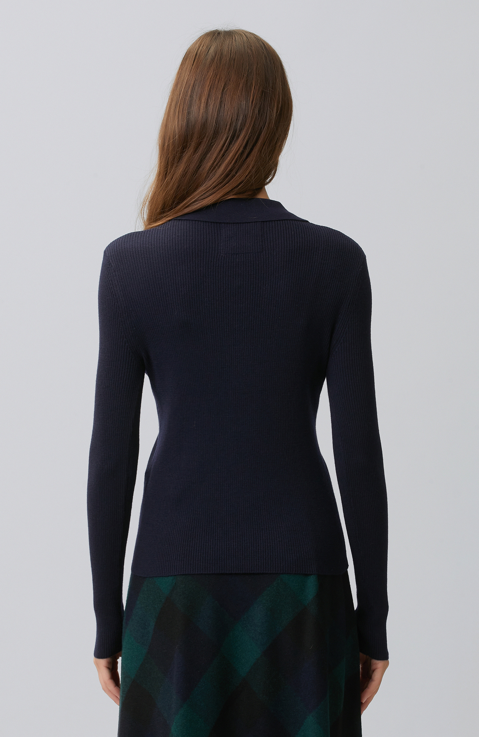 Navy Blue Polo Neck Knitwear Sweater