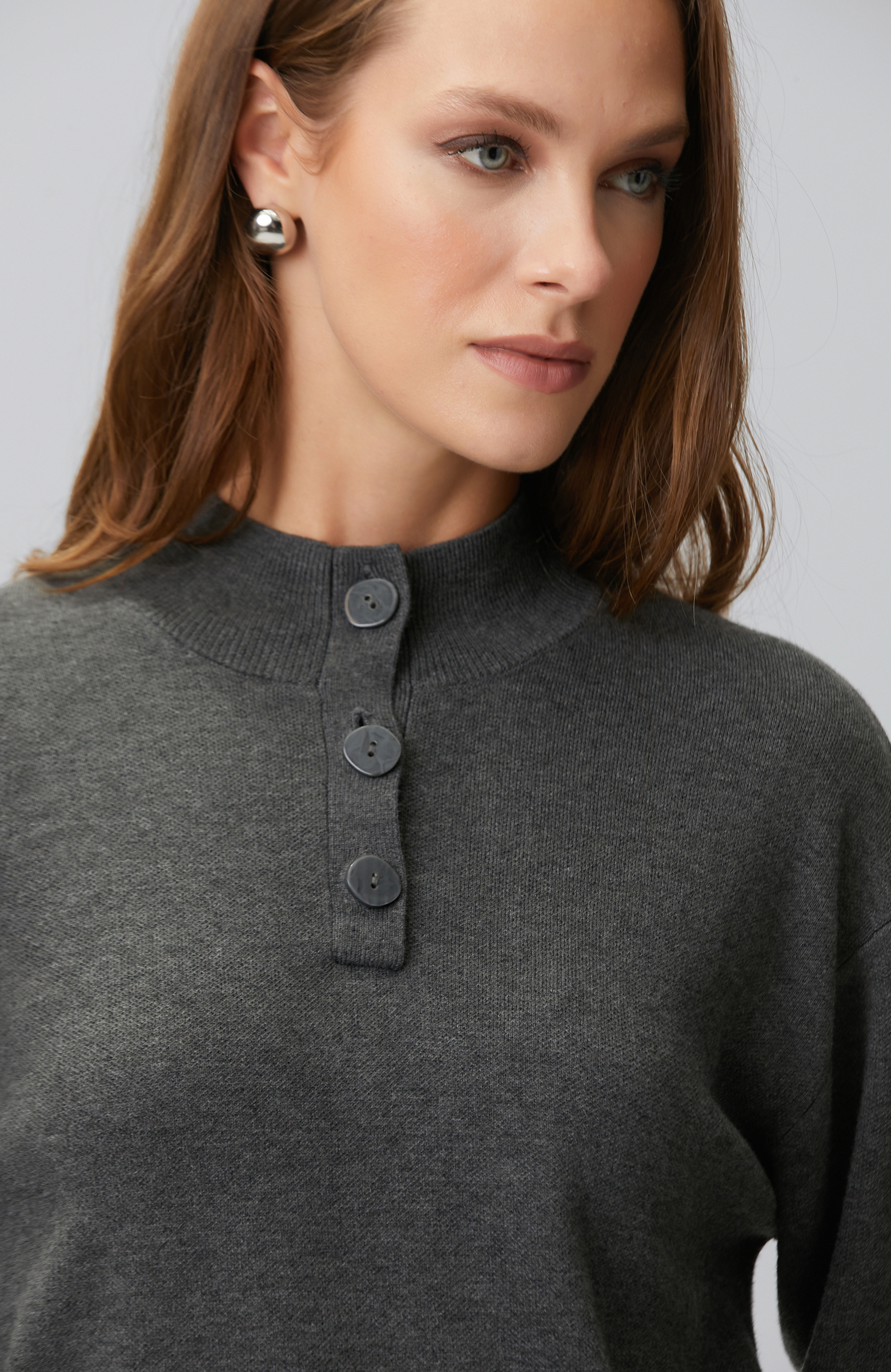 Anthracite High Collar Knitwear Sweater