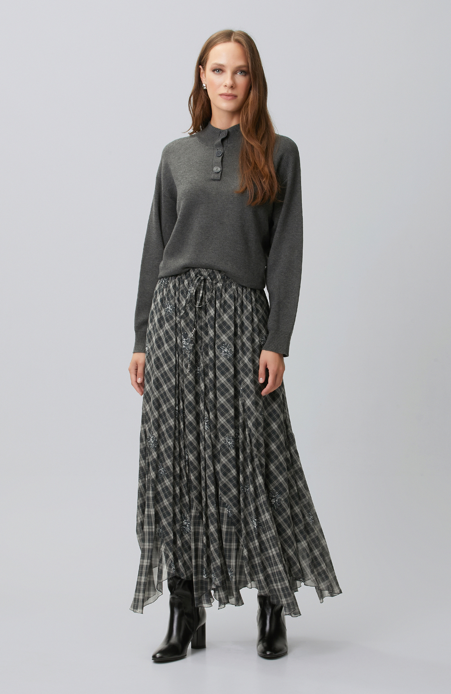Anthracite High Collar Knitwear Sweater