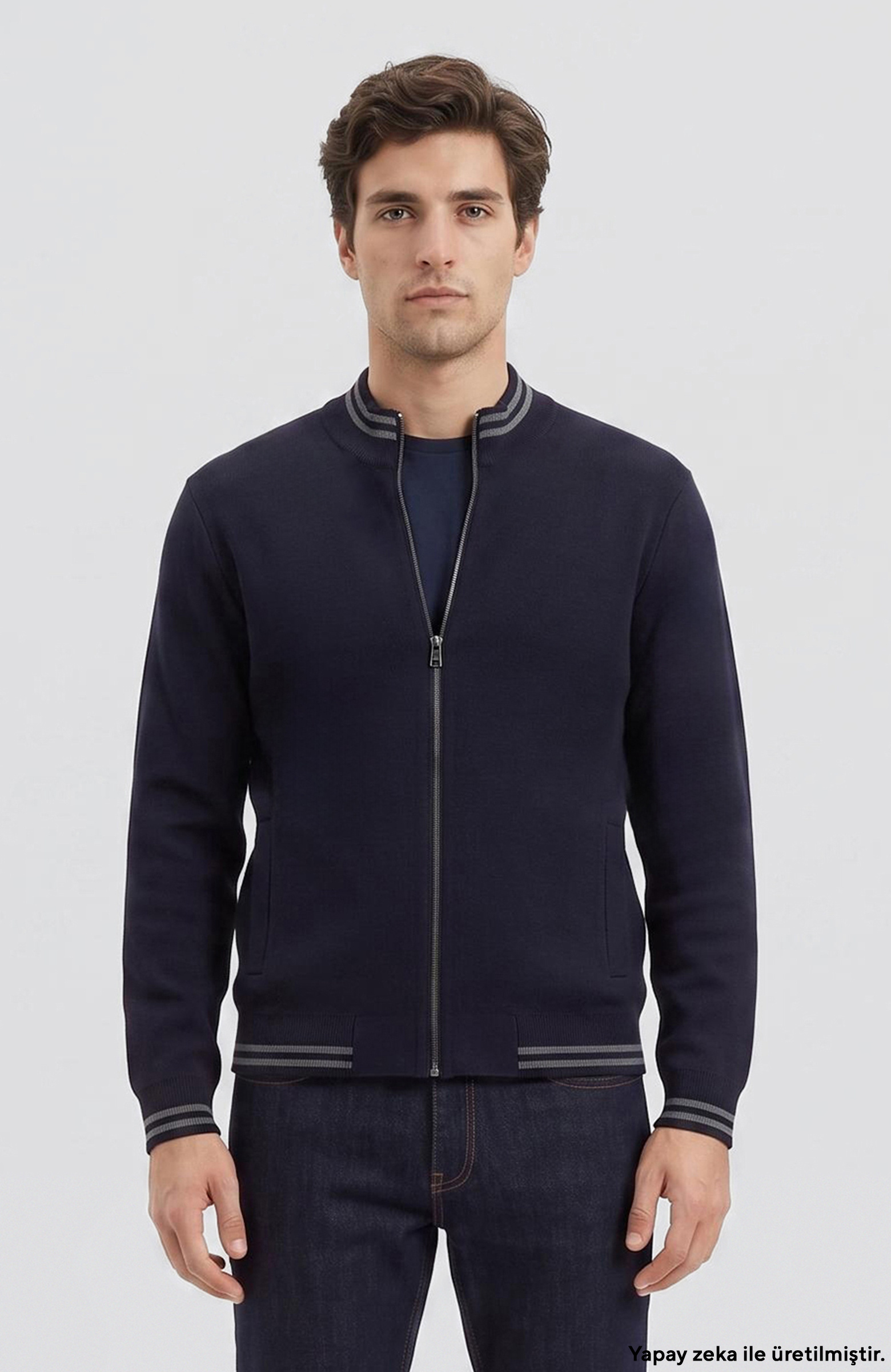 Navy Blue Knitwear Coat