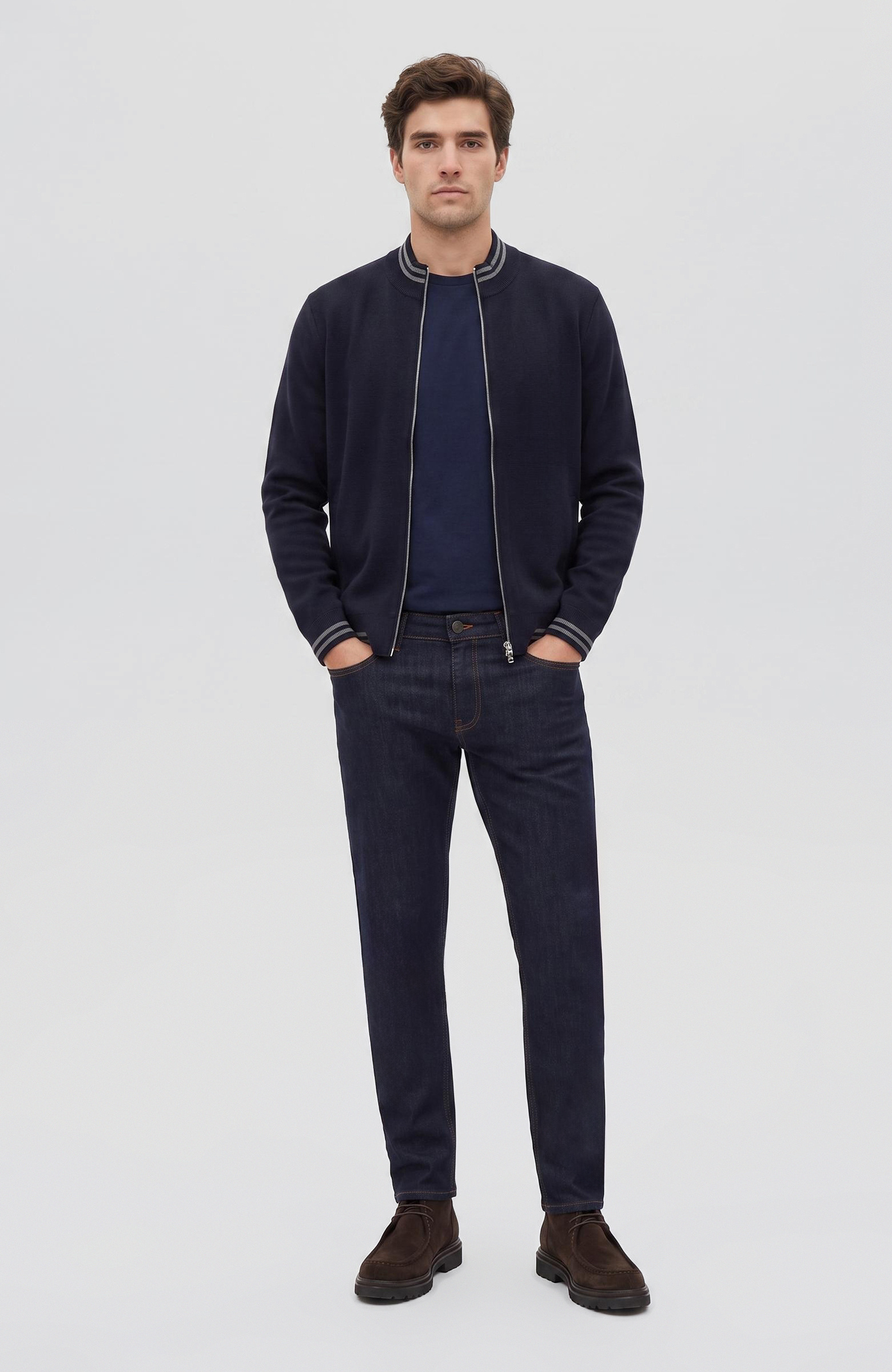 Navy Blue Knitwear Coat