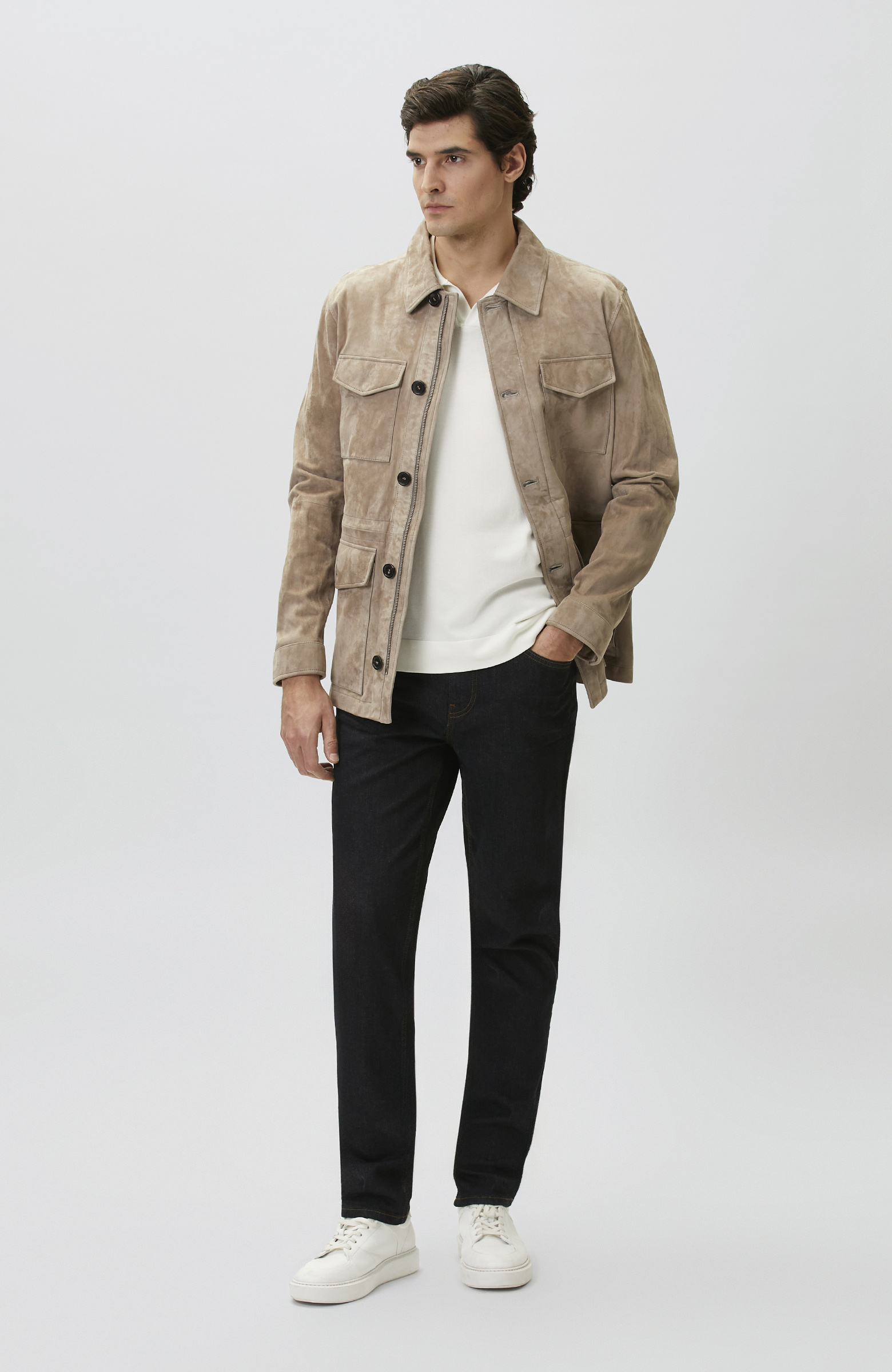 Limited Vizon Süet Deri Coat Ceket