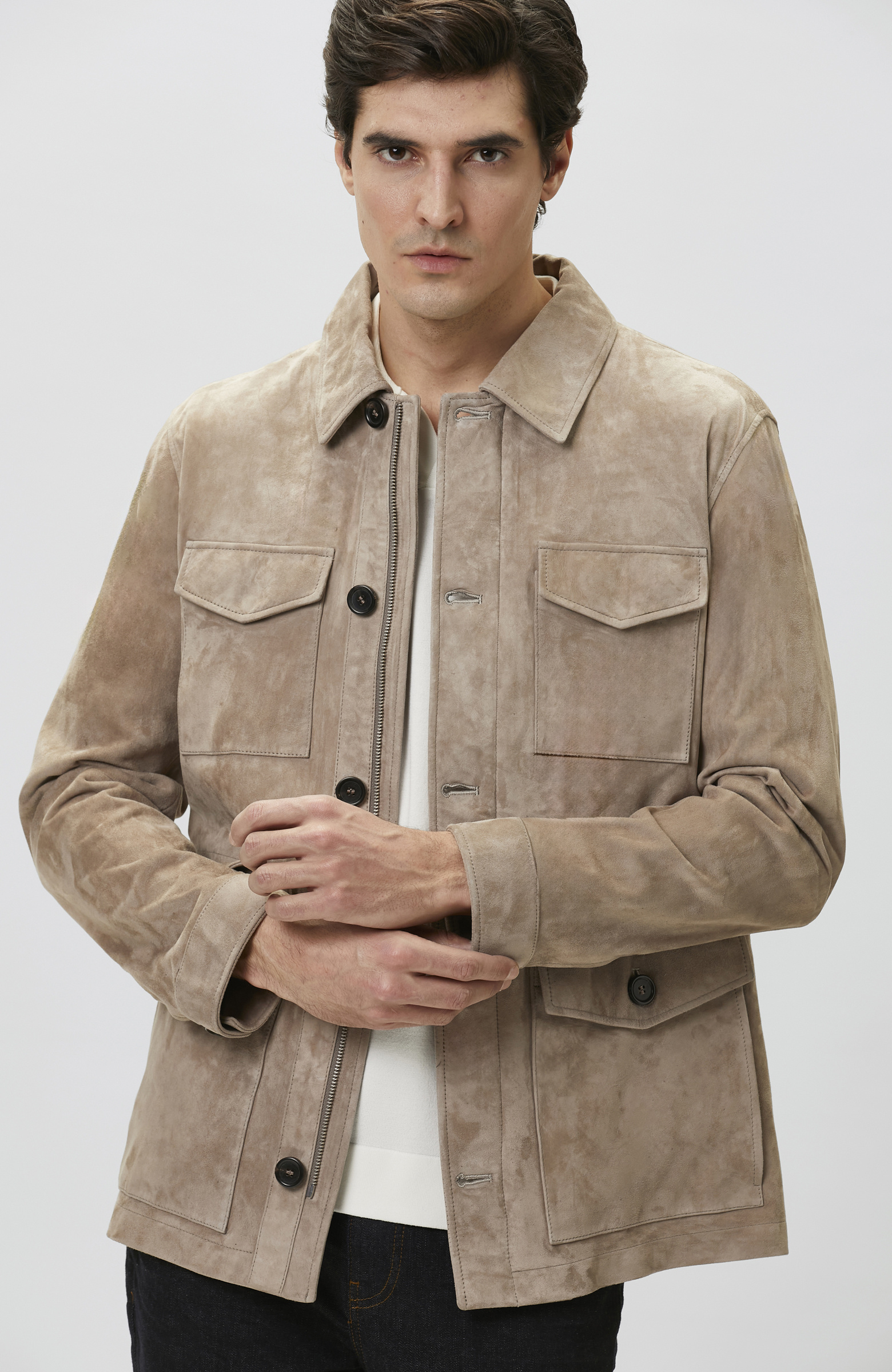 Limited Vizon Süet Deri Coat Ceket