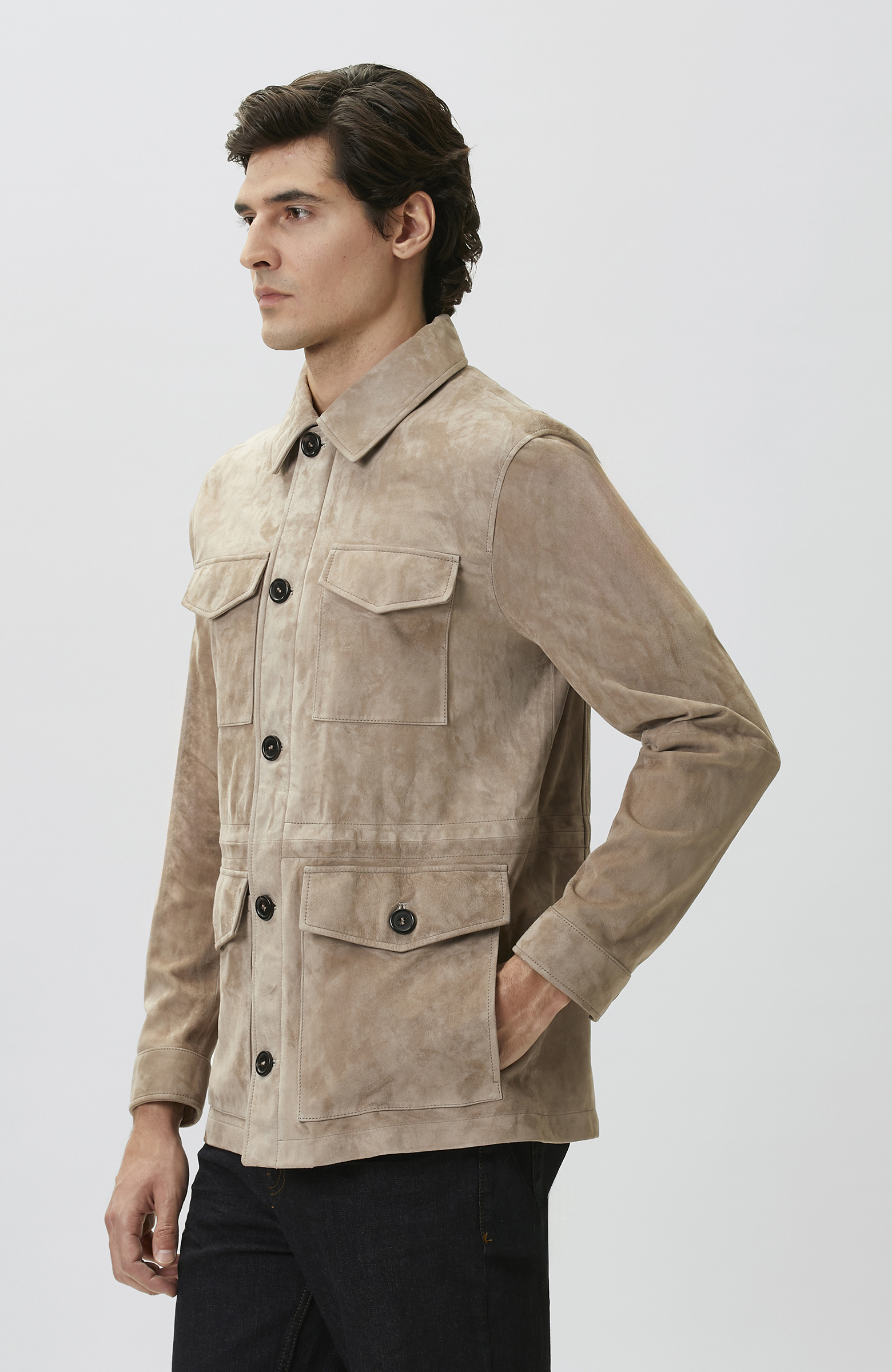 Limited Vizon Süet Deri Coat Ceket