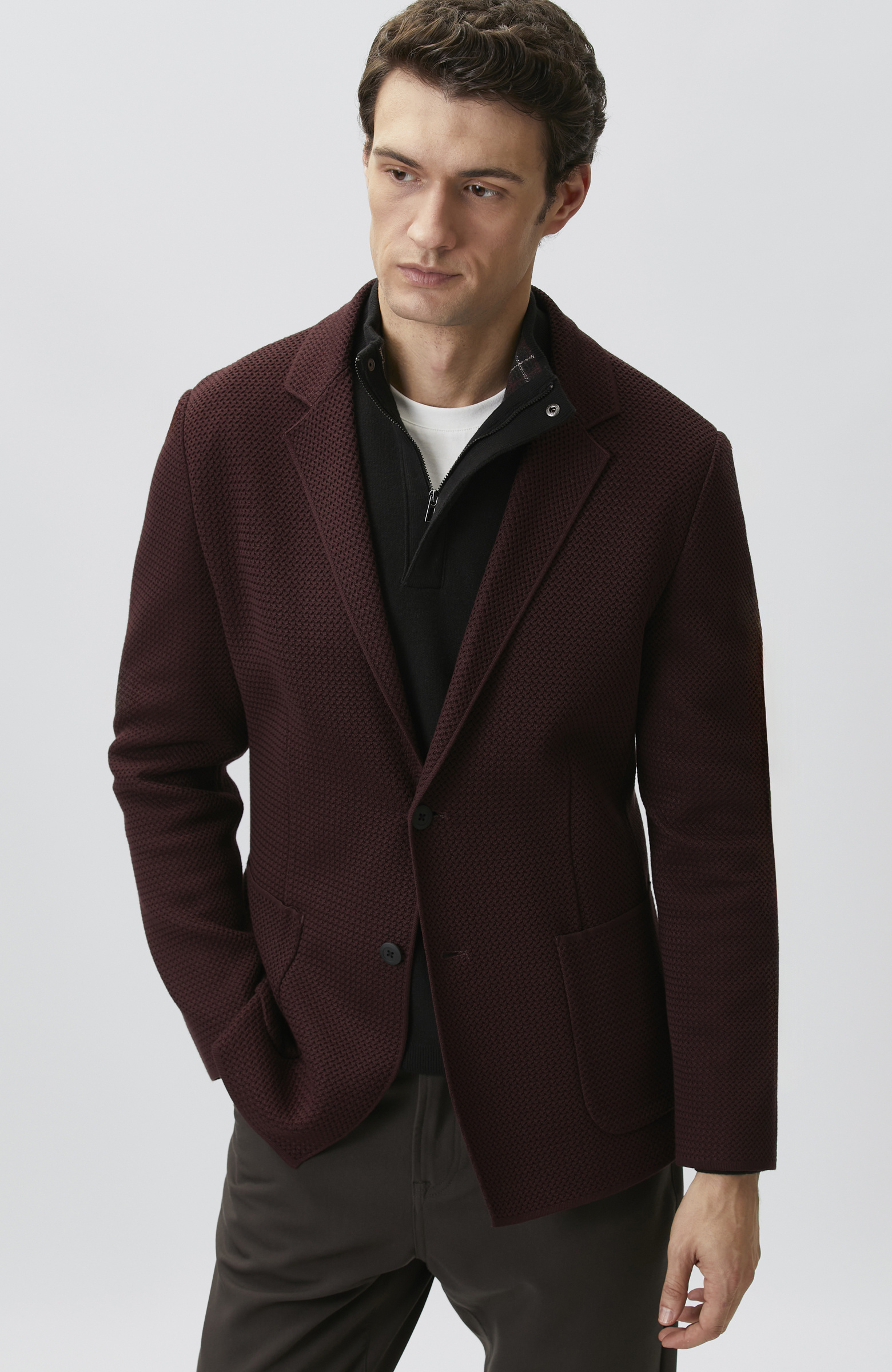Burgundy Knitwear Jacket