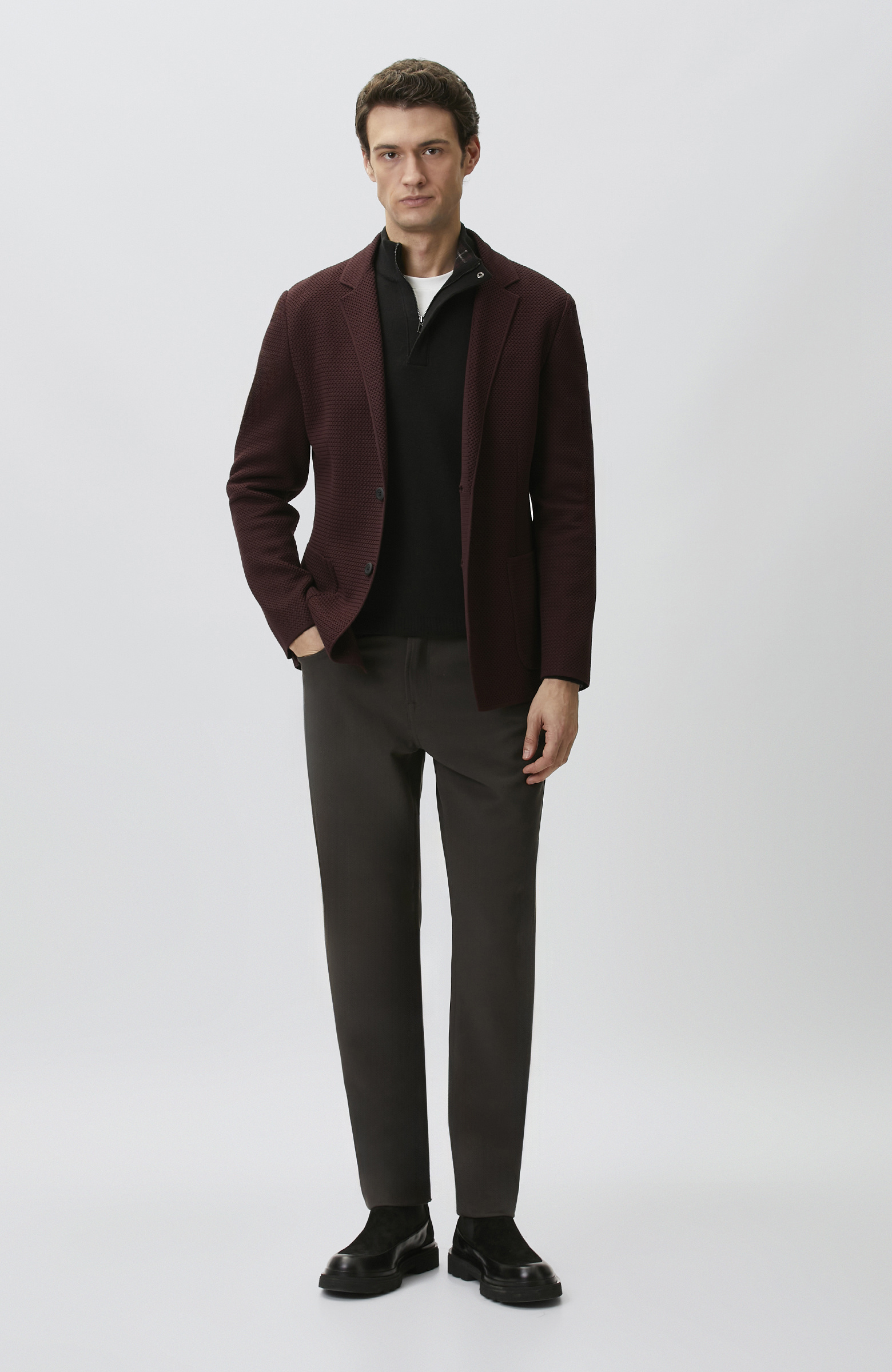 Burgundy Knitwear Jacket