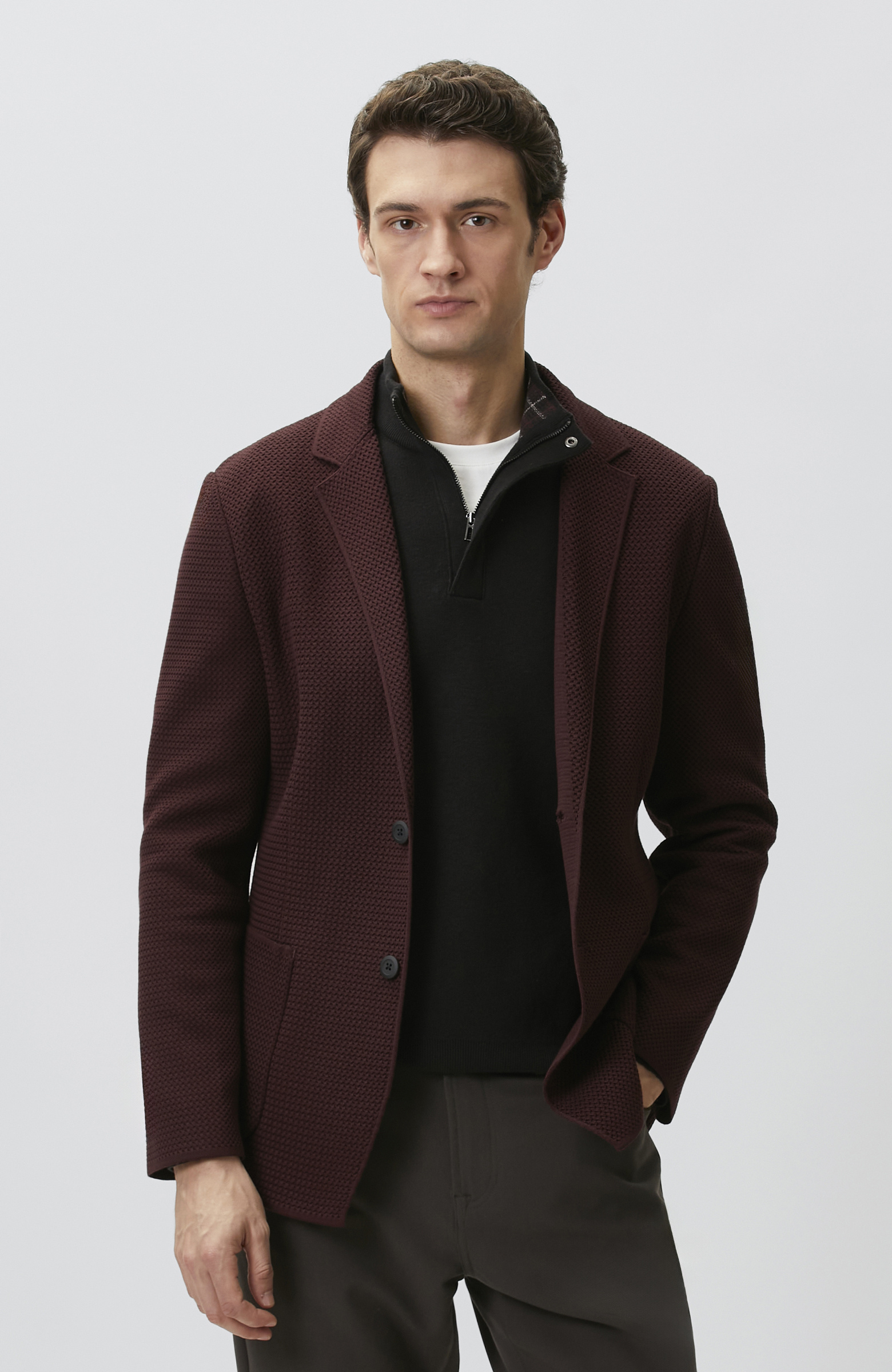 Burgundy Knitwear Jacket