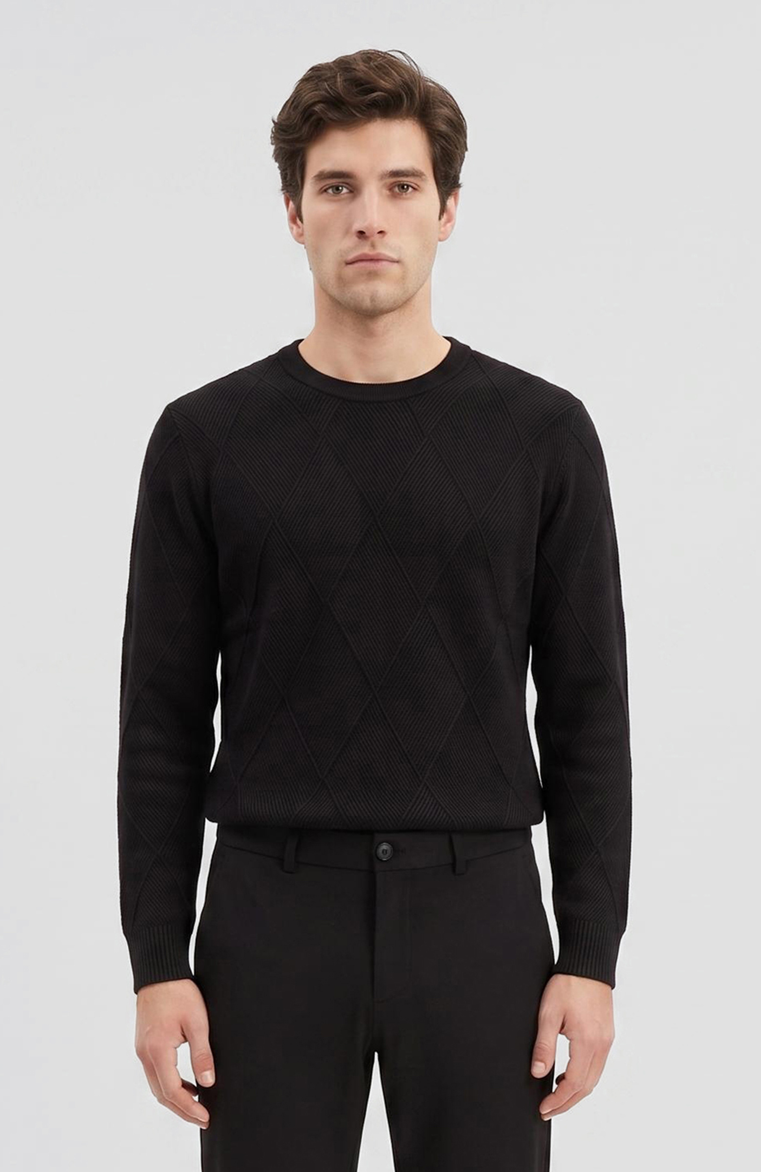 Black Diamond Patterned Knitwear Sweater
