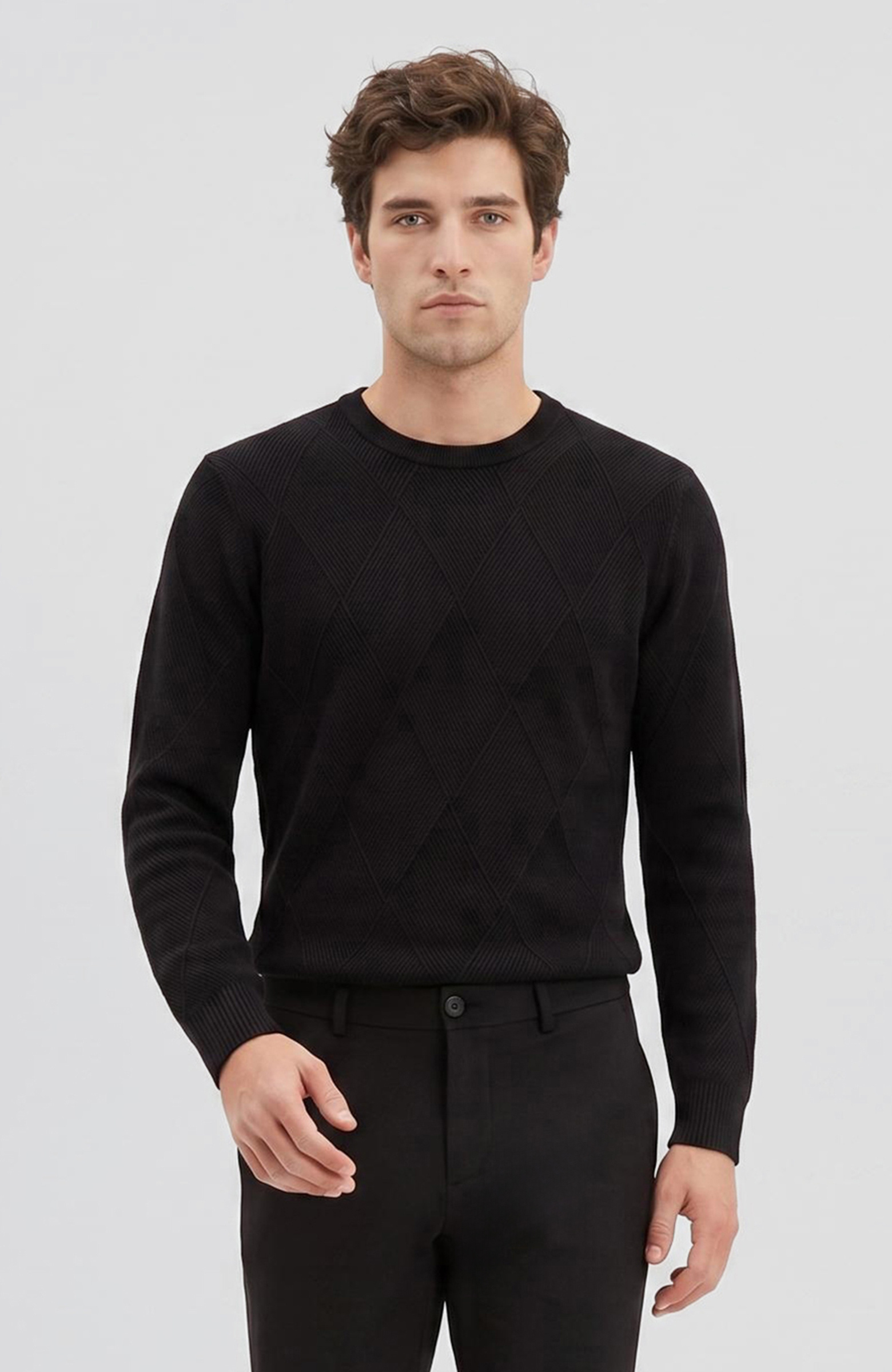 Black Diamond Patterned Knitwear Sweater